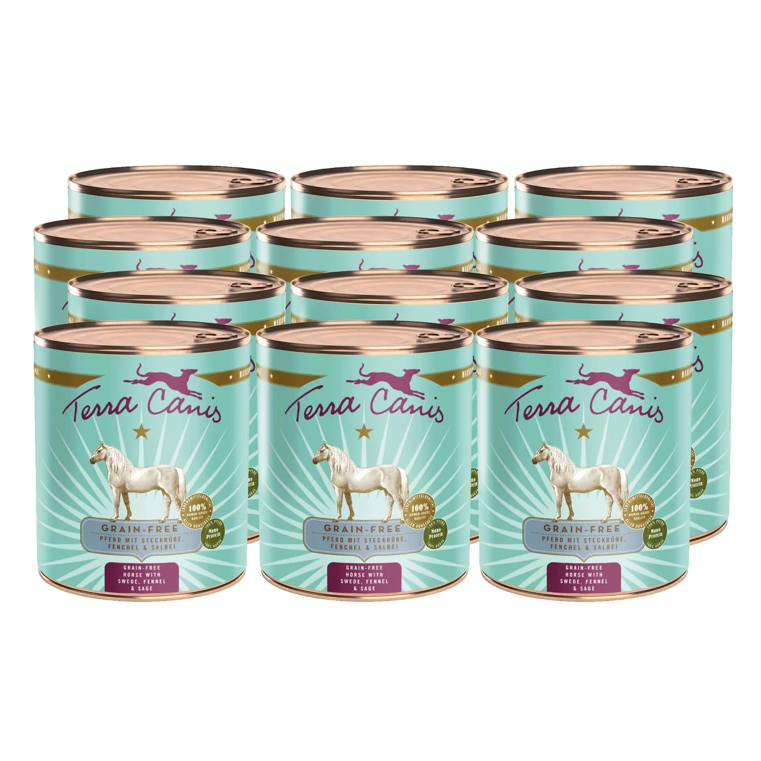 Terra Canis Cavallo con rutabaga, cibo senza cereali per cani, 12x800g - immagine 1