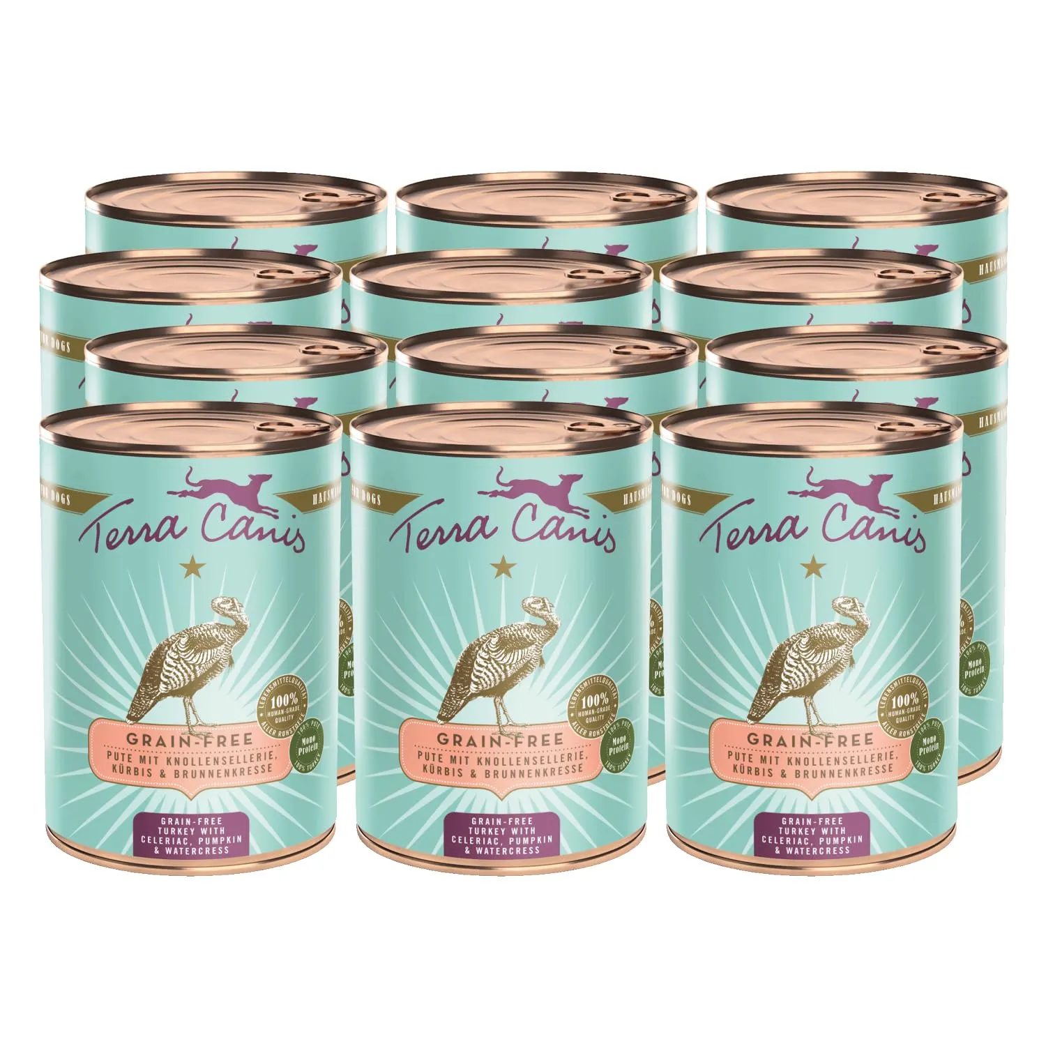 Terra Canis Tacchino con sedano, cibo senza cereali per cani, 12x400g - immagine 1