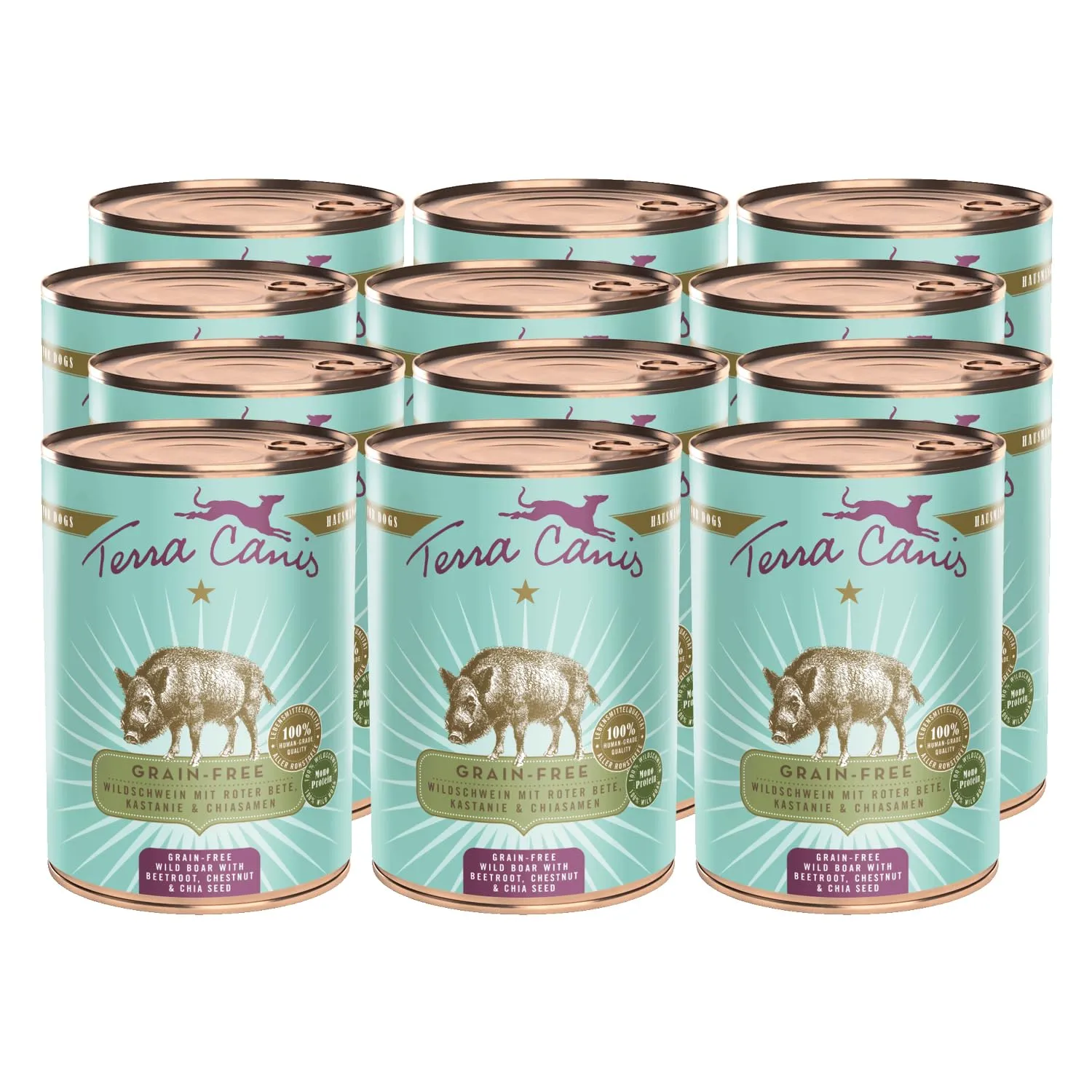 Terra Canis Cinghiale, cibo umido senza cereali per cani, 12x400g - immagine 1