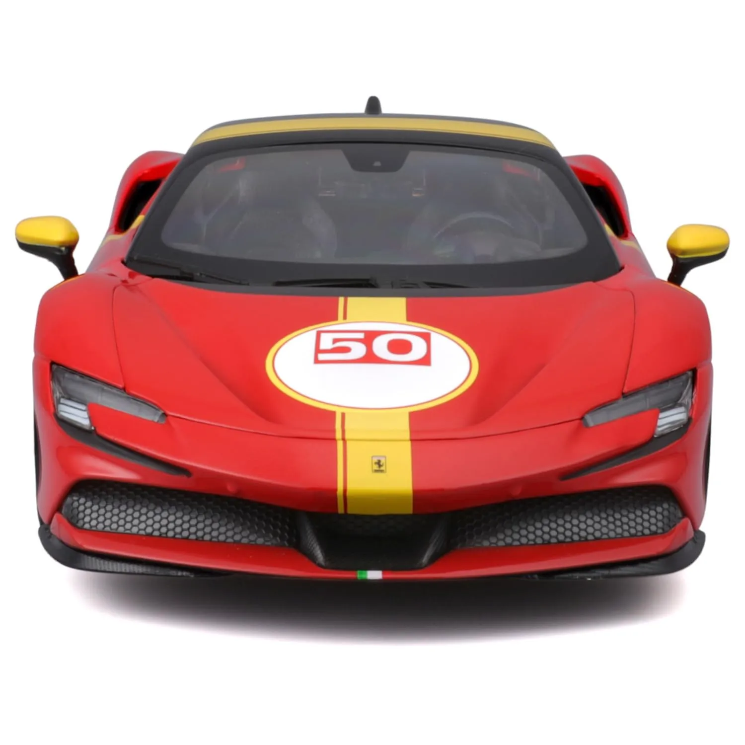 BBURAGO Ferrari SF90 STRADALE ASSETTO FIORANO Livrea Le Mans Scala 1:18, Replica Diecast con Aperture Cofano e Bagagliaio, Ruote Ammortizzate, Licenza Ferrari, Età 3+ - immagine 4