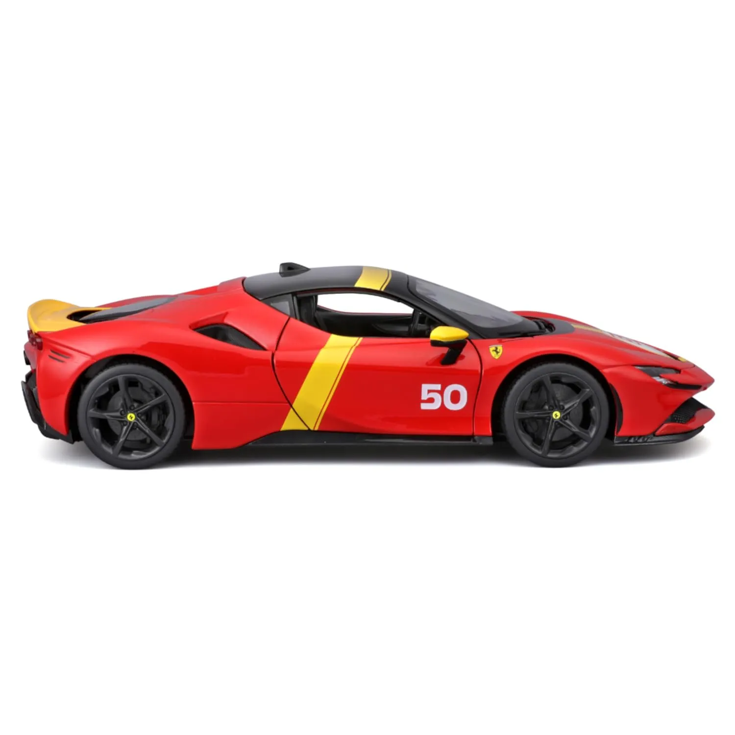 BBURAGO Ferrari SF90 STRADALE ASSETTO FIORANO Livrea Le Mans Scala 1:18, Replica Diecast con Aperture Cofano e Bagagliaio, Ruote Ammortizzate, Licenza Ferrari, Età 3+ - immagine 6