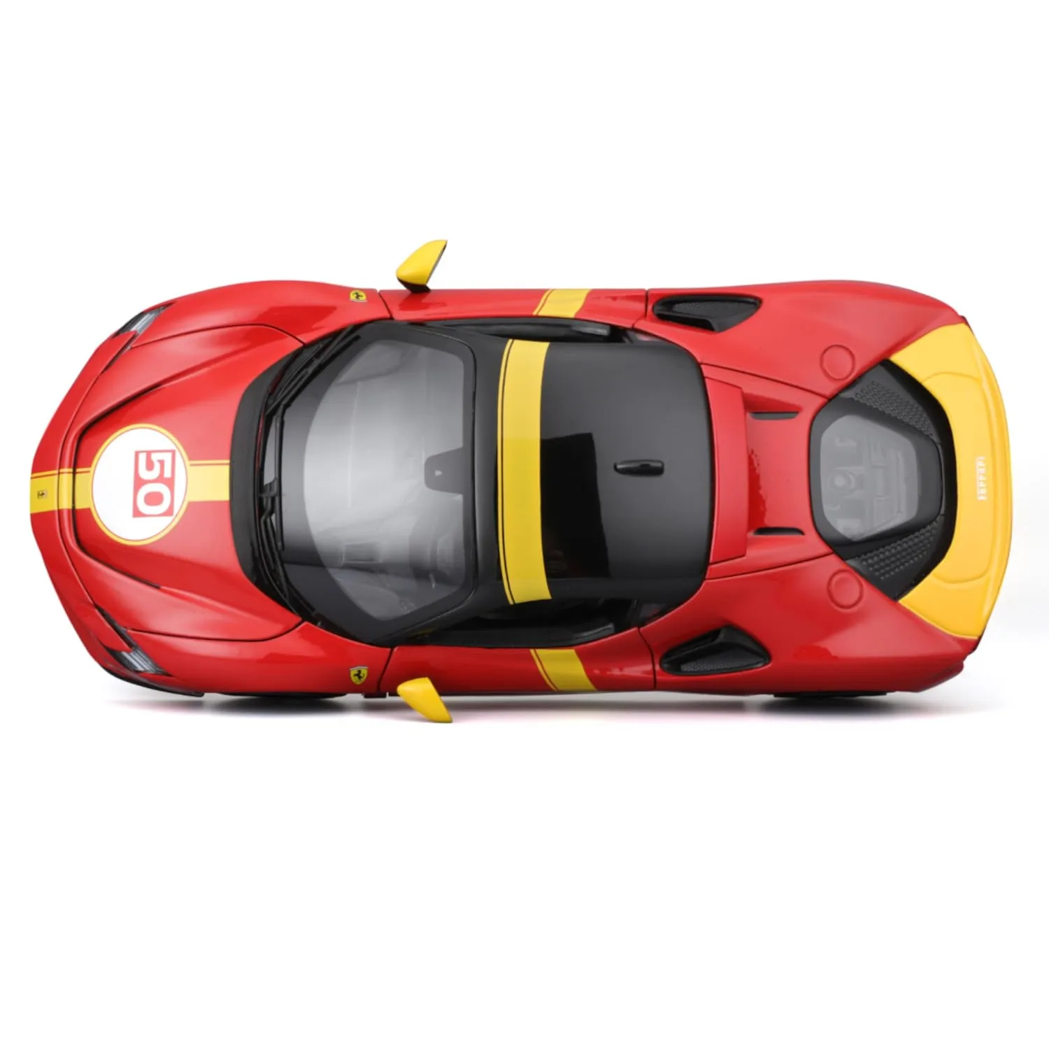 BBURAGO Ferrari SF90 STRADALE ASSETTO FIORANO Livrea Le Mans Scala 1:18, Replica Diecast con Aperture Cofano e Bagagliaio, Ruote Ammortizzate, Licenza Ferrari, Età 3+ - immagine 7