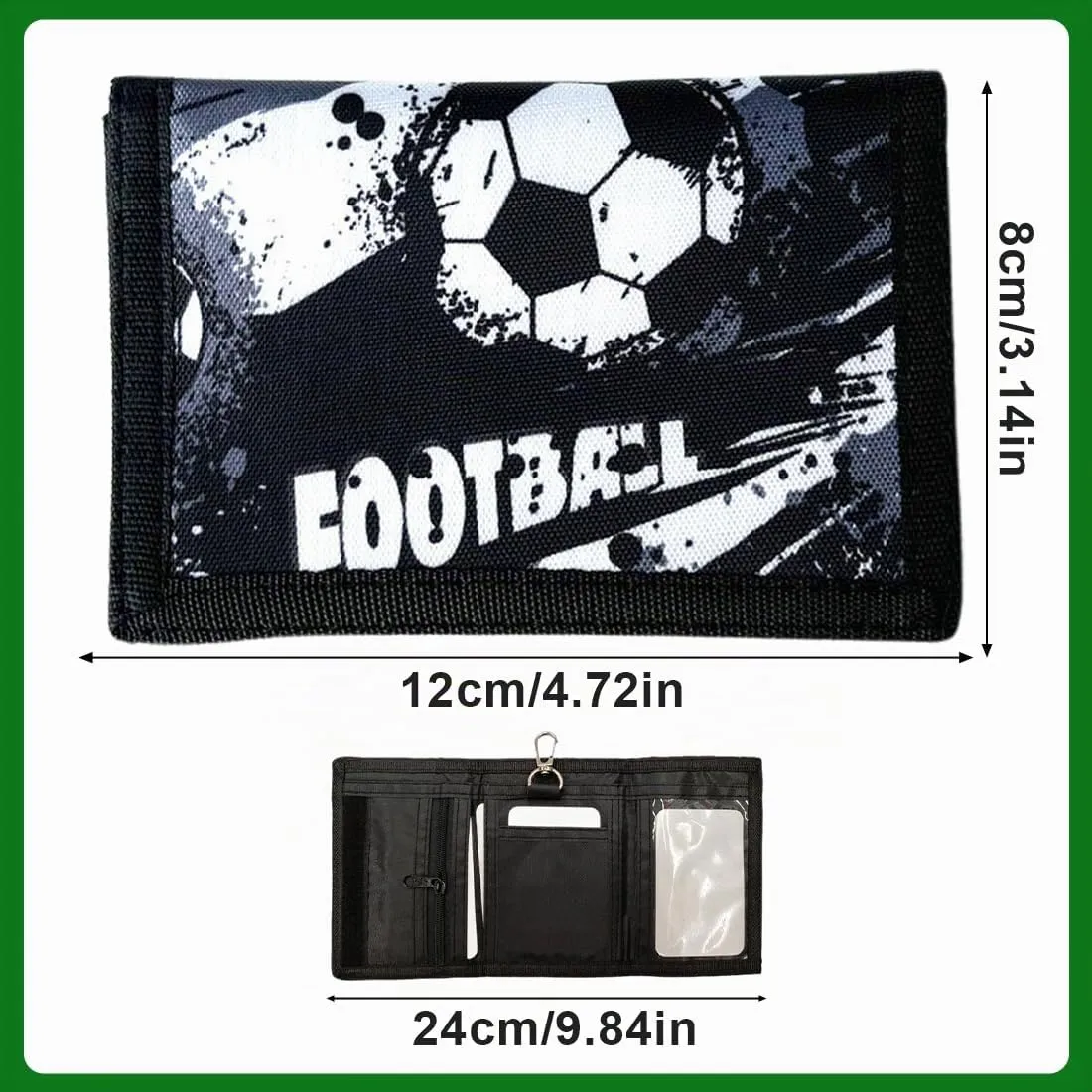 SIRLOMU 1 Pezzi Portafoglio triplo pieghevole per Bambini e Ragazzi, Portafoglio con design di calcio, materiale robusto, facile da trasportare, per ragazzi e ragazze - immagine 2