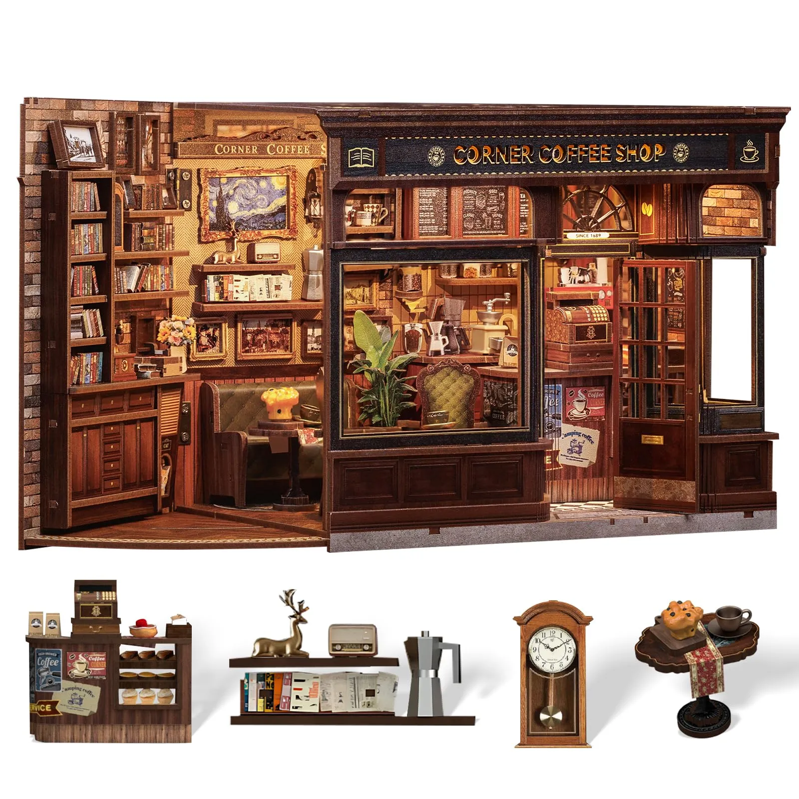 Cutefun Book Nook Kit - Case delle Bambole (Corner Coffee Shop) - immagine 1