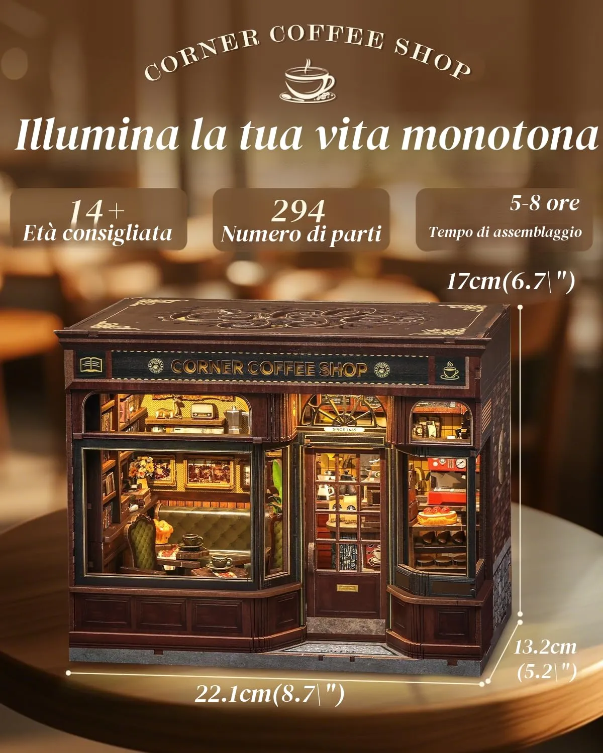 Cutefun Book Nook Kit - Case delle Bambole (Corner Coffee Shop) - immagine 4