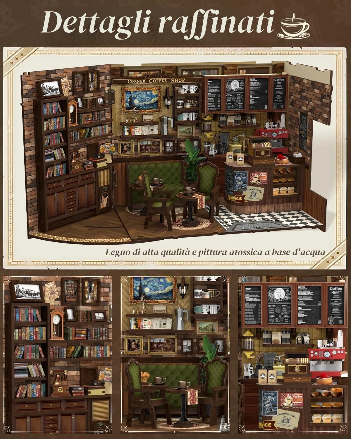 Cutefun Book Nook Kit - Case delle Bambole (Corner Coffee Shop) - immagine 7