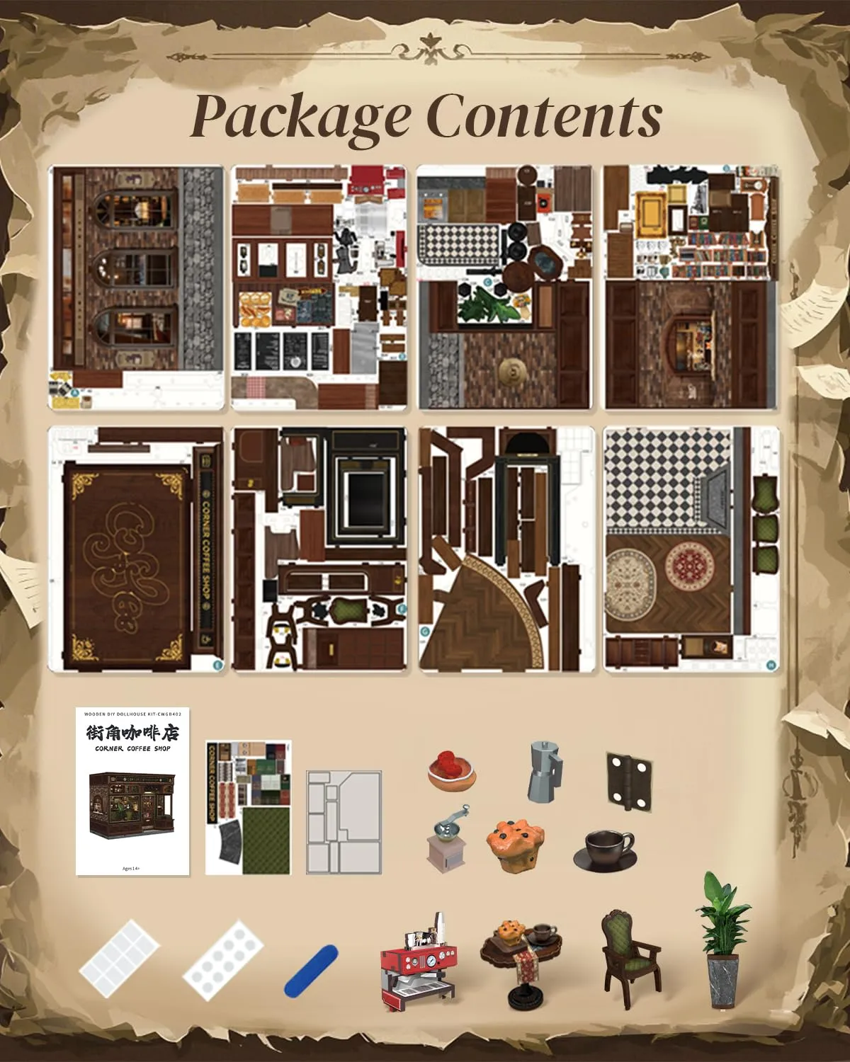 Cutefun Book Nook Kit - Case delle Bambole (Corner Coffee Shop) - immagine 8