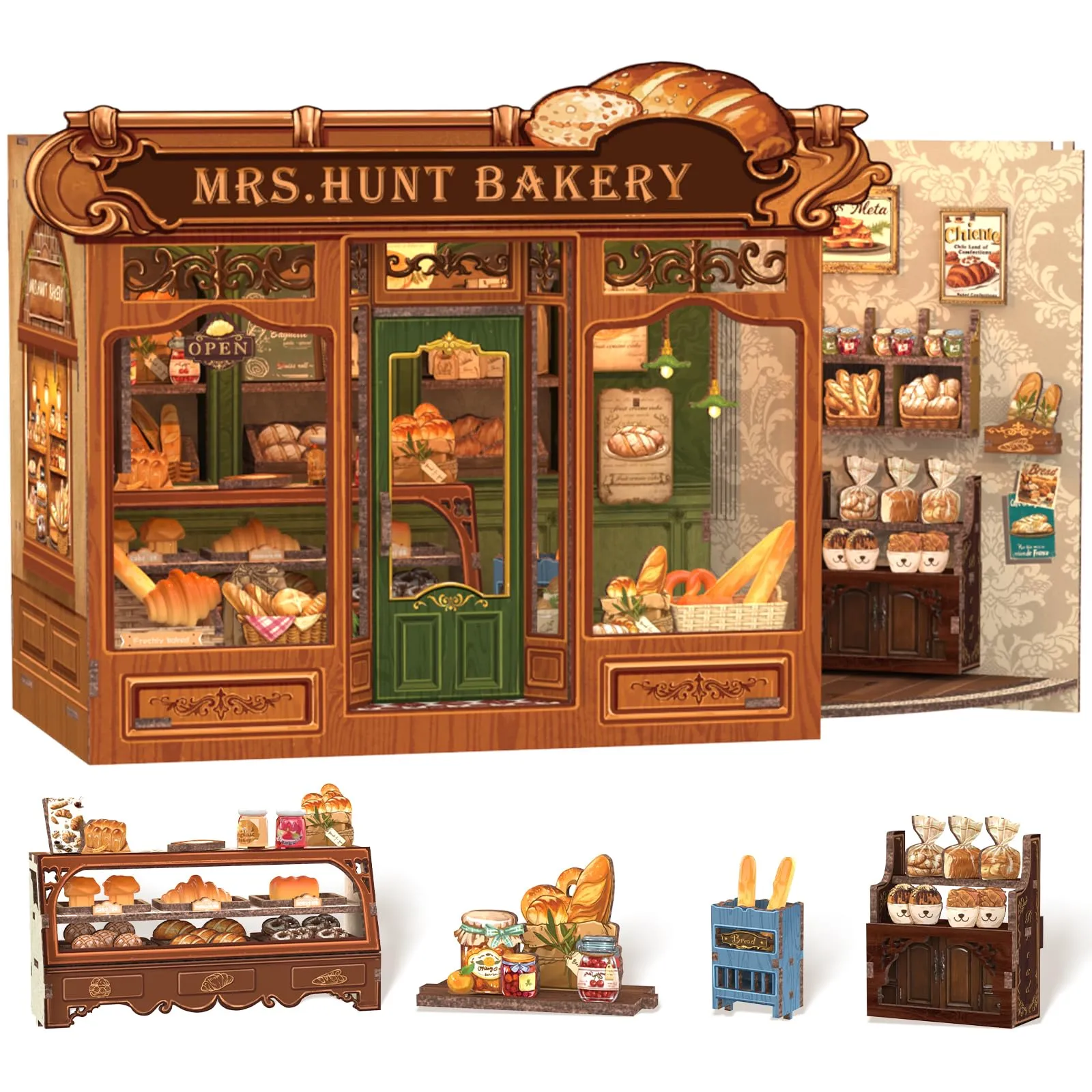 Cutefun DIY Case delle bambole - Book Nook Model Kit (MRS.HUNT BAKERY) - immagine 1