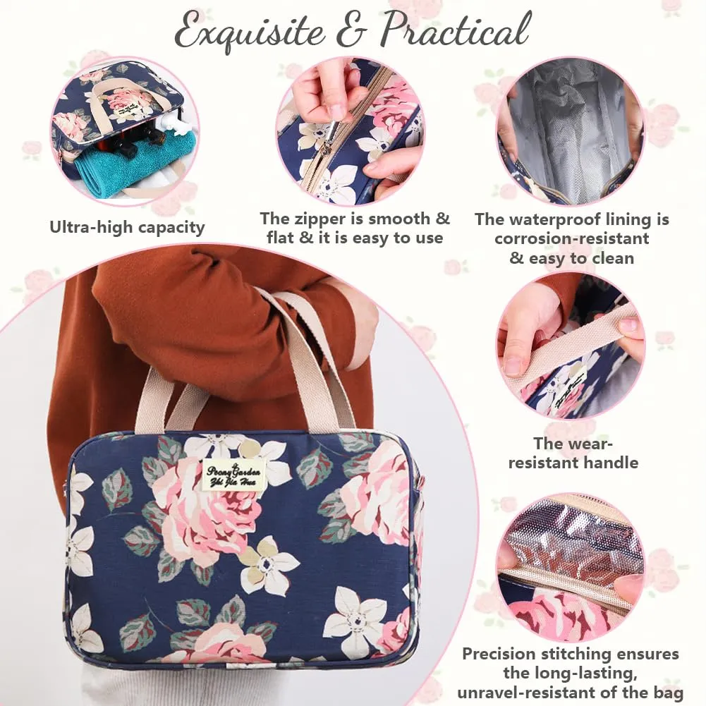 Aucuu Beauty Case Da Viaggio, Borsa da Toilette per Donna, Borse per Cosmetici con zip,Borsa Da Toilette Impermeabile Di Grande Capacità Per Brevi Viaggi, Affari E Ufficio - immagine 4
