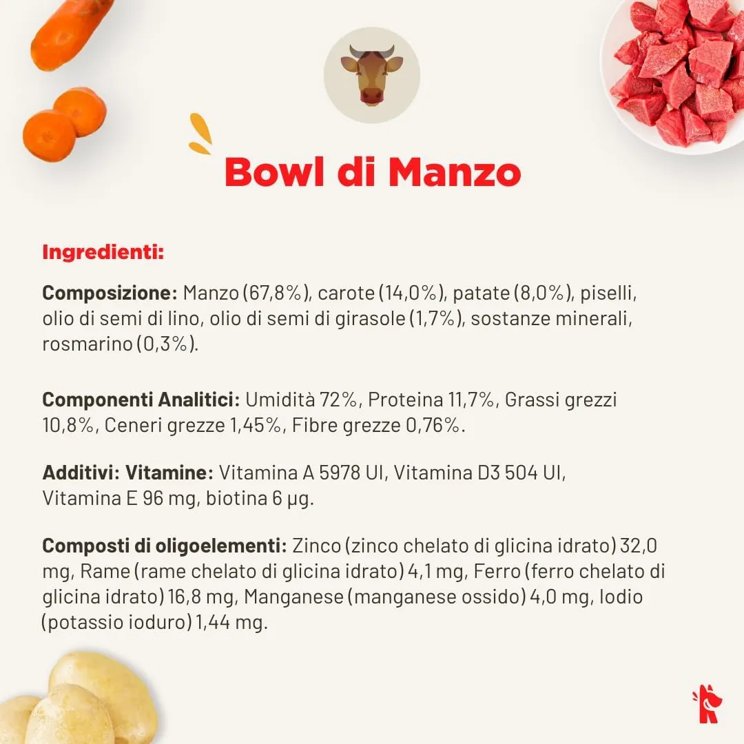 Cibo per cani al manzo naturale, 14 buste x 400g, monoproteico e senza cereali e conservanti, pappa fresca casalinga, Made in Italy, adatto a tutte le razze e taglie - immagine 7