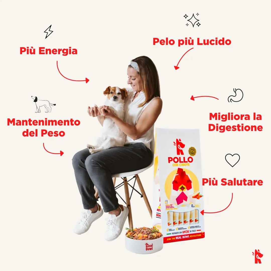 Cibo per cani al pollo naturale,7 buste x 400g, monoproteico e senza cereali e conservanti, pappa fresca casalinga, Made in Italy, adatto a tutte le razze e taglie - immagine 4