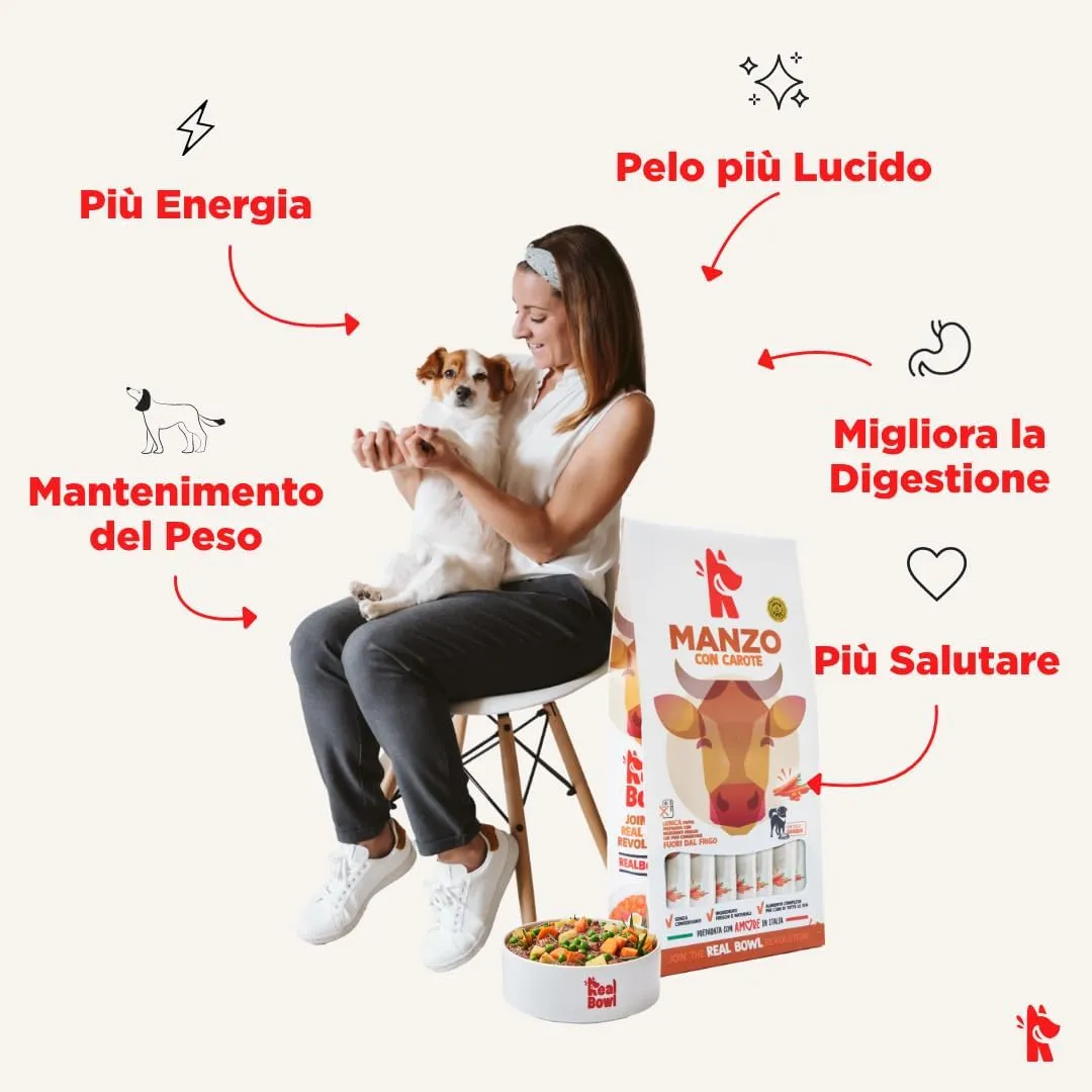 Cibo per cani al manzo naturale,7 buste x 700g, monoproteico e senza cereali e conservanti, pappa fresca casalinga, Made in Italy, adatto a tutte le razze e taglie - immagine 6