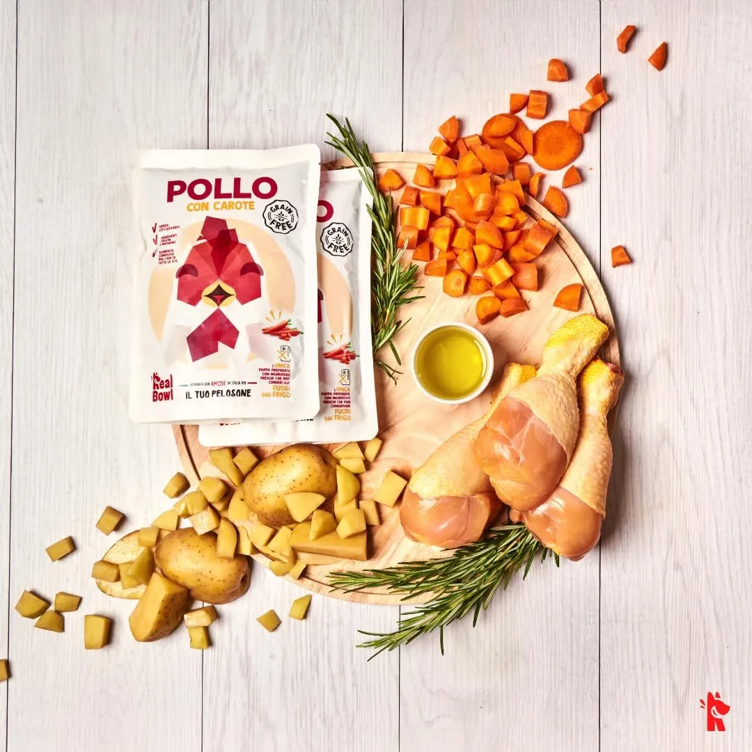 Cibo per cani al manzo, pollo e pesce naturale, 14 buste x 150g, monoproteico e senza cereali e conservanti, pappa fresca casalinga, Made in Italy, adatto a tutte le razze e taglie - immagine 3
