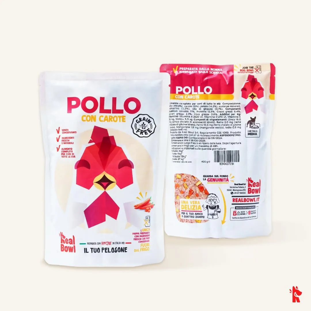 Cibo per cani al pollo naturale,7 buste x 700g, monoproteico e senza cereali e conservanti, pappa fresca casalinga, Made in Italy, adatto a tutte le razze e taglie - immagine 9