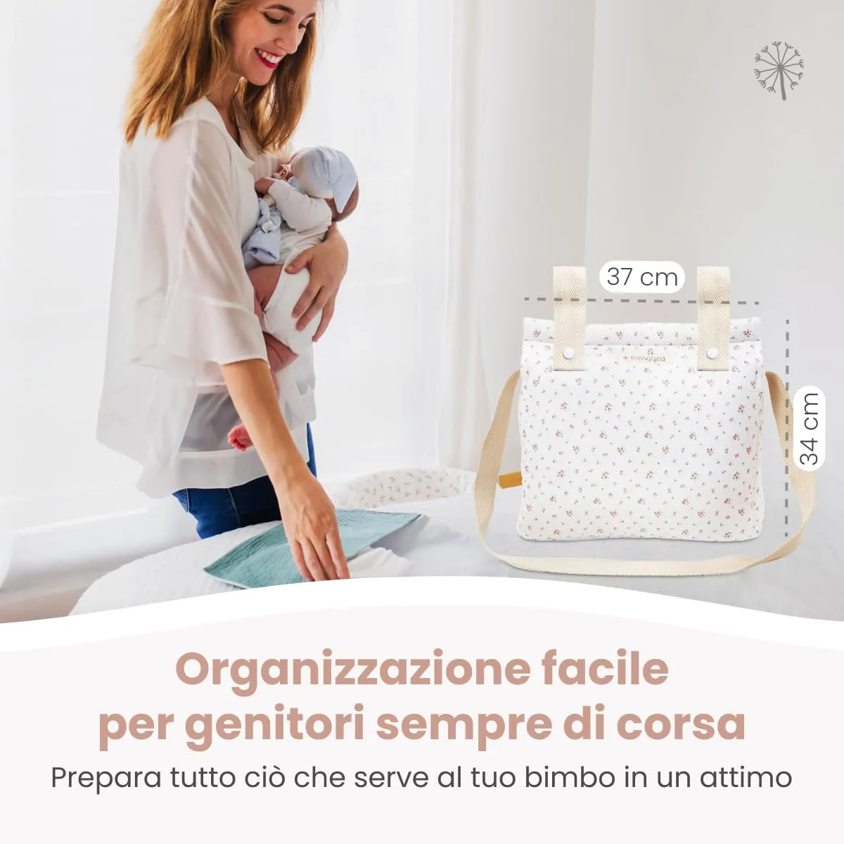 MIMUSELINA Borsa Passeggino Universale e Cambio Bambino | Borsa Fasciatoio Neonato con Ampia Capacità e Scomparti Interni | Organizer Maternità Elegante e Pratico | Realizzato in Spagna - immagine 4