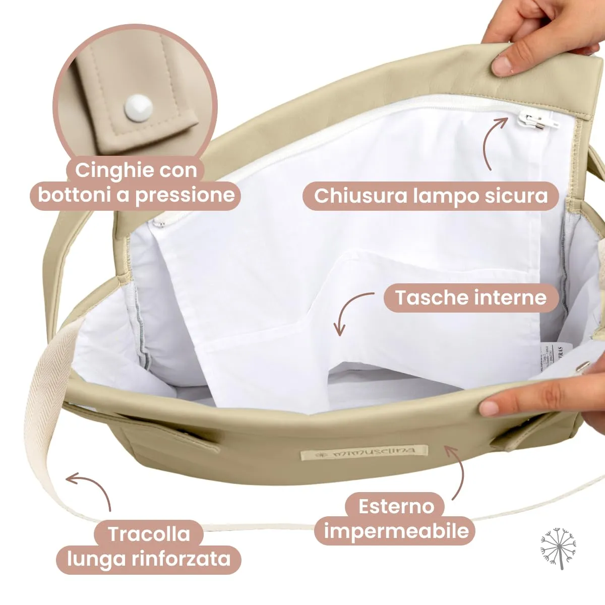 MIMUSELINA Borsa Passeggino Universale e Cambio Bambino | Borsa Fasciatoio Neonato con Ampia Capacità e Scomparti Interni | Organizer Maternità Elegante e Pratico | Realizzato in Spagna - immagine 3