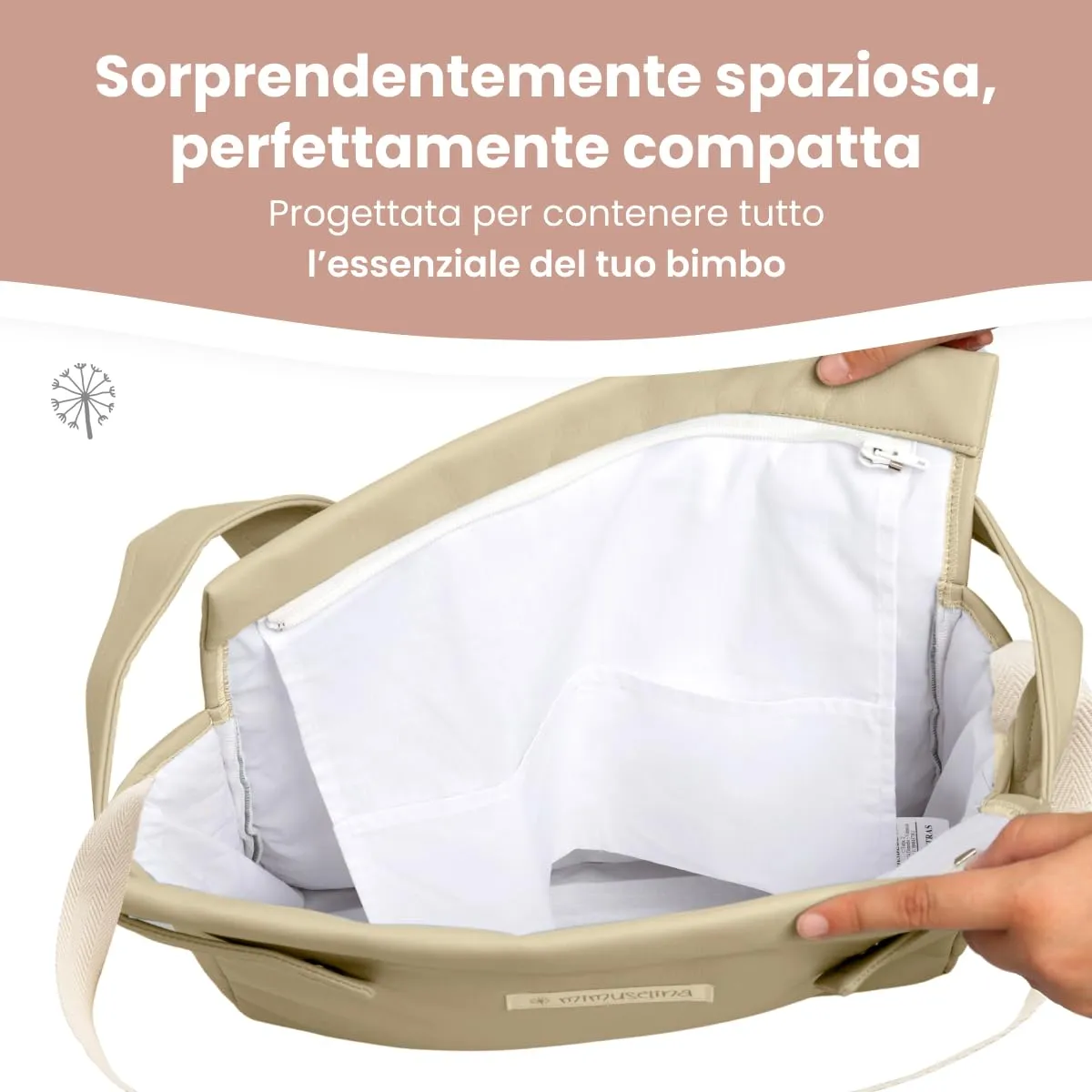 MIMUSELINA Borsa Passeggino Universale e Cambio Bambino | Borsa Fasciatoio Neonato con Ampia Capacità e Scomparti Interni | Organizer Maternità Elegante e Pratico | Realizzato in Spagna - immagine 5