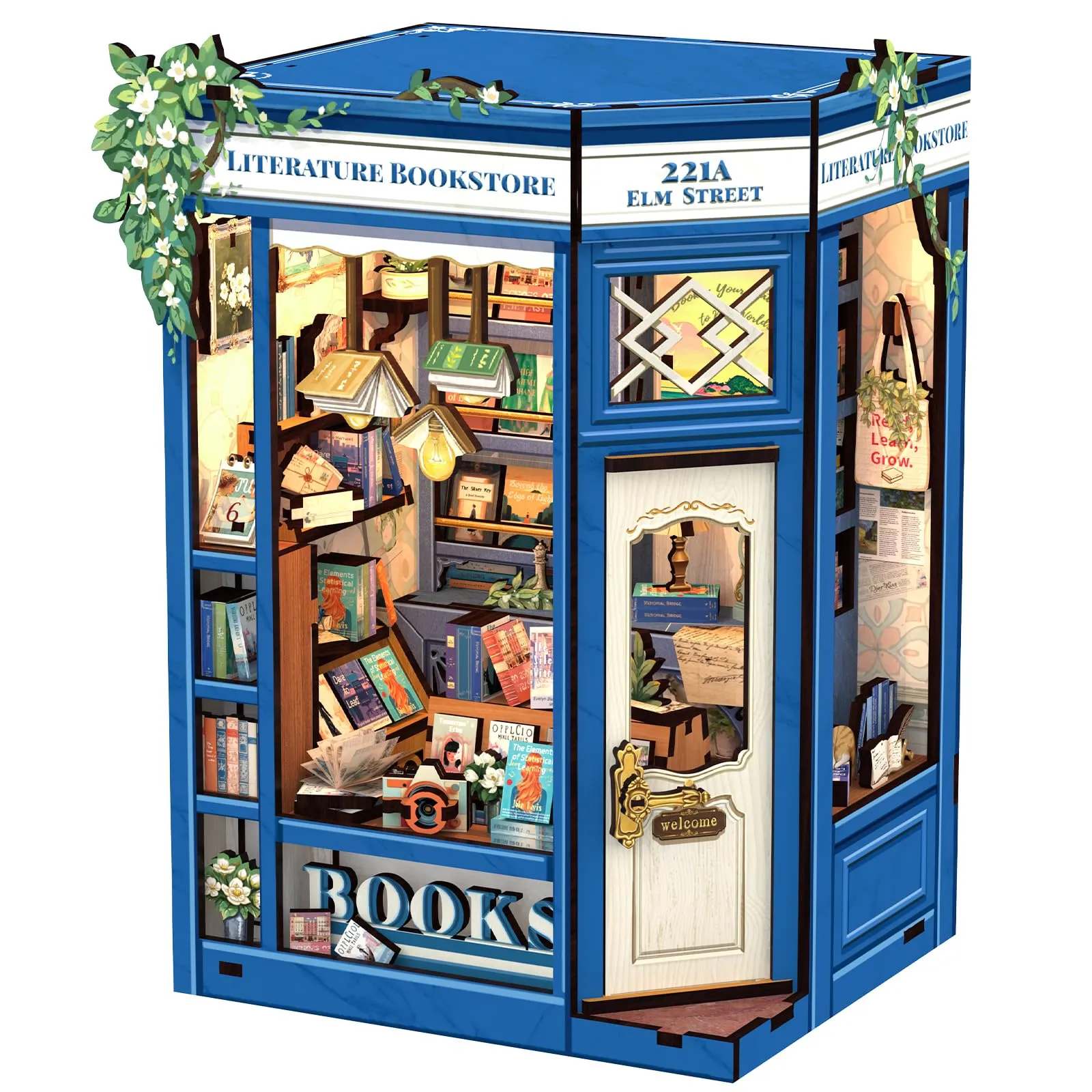 Cutefun Book Nook - kit fai da te per casetta in miniatura per adulti, scaffale per libri, puzzle 3D in legno, mini kit modello artigianale, regalo per donne amanti dei libri (Literature Bookstore) - immagine 1
