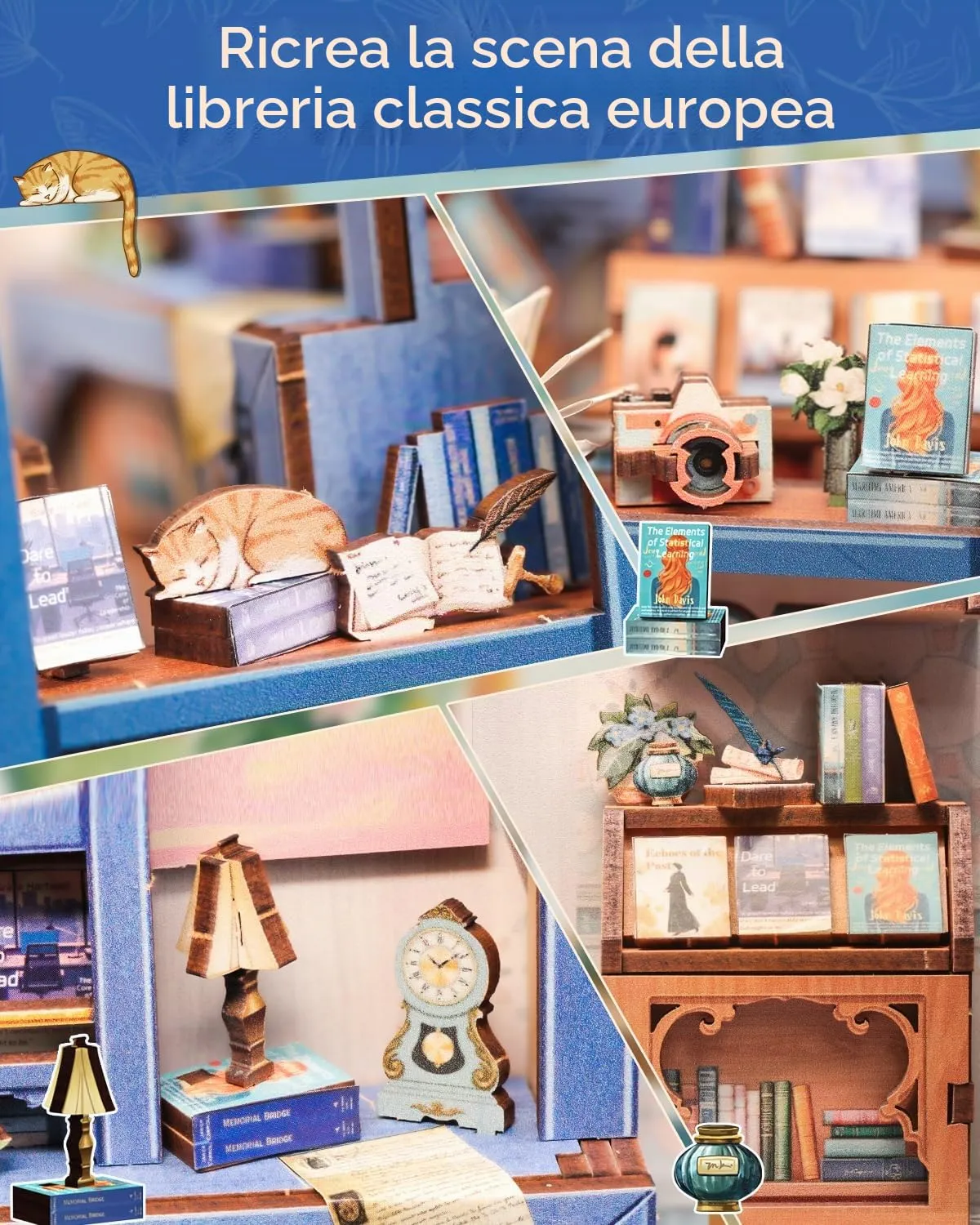 Cutefun Book Nook - kit fai da te per casetta in miniatura per adulti, scaffale per libri, puzzle 3D in legno, mini kit modello artigianale, regalo per donne amanti dei libri (Literature Bookstore) - immagine 5
