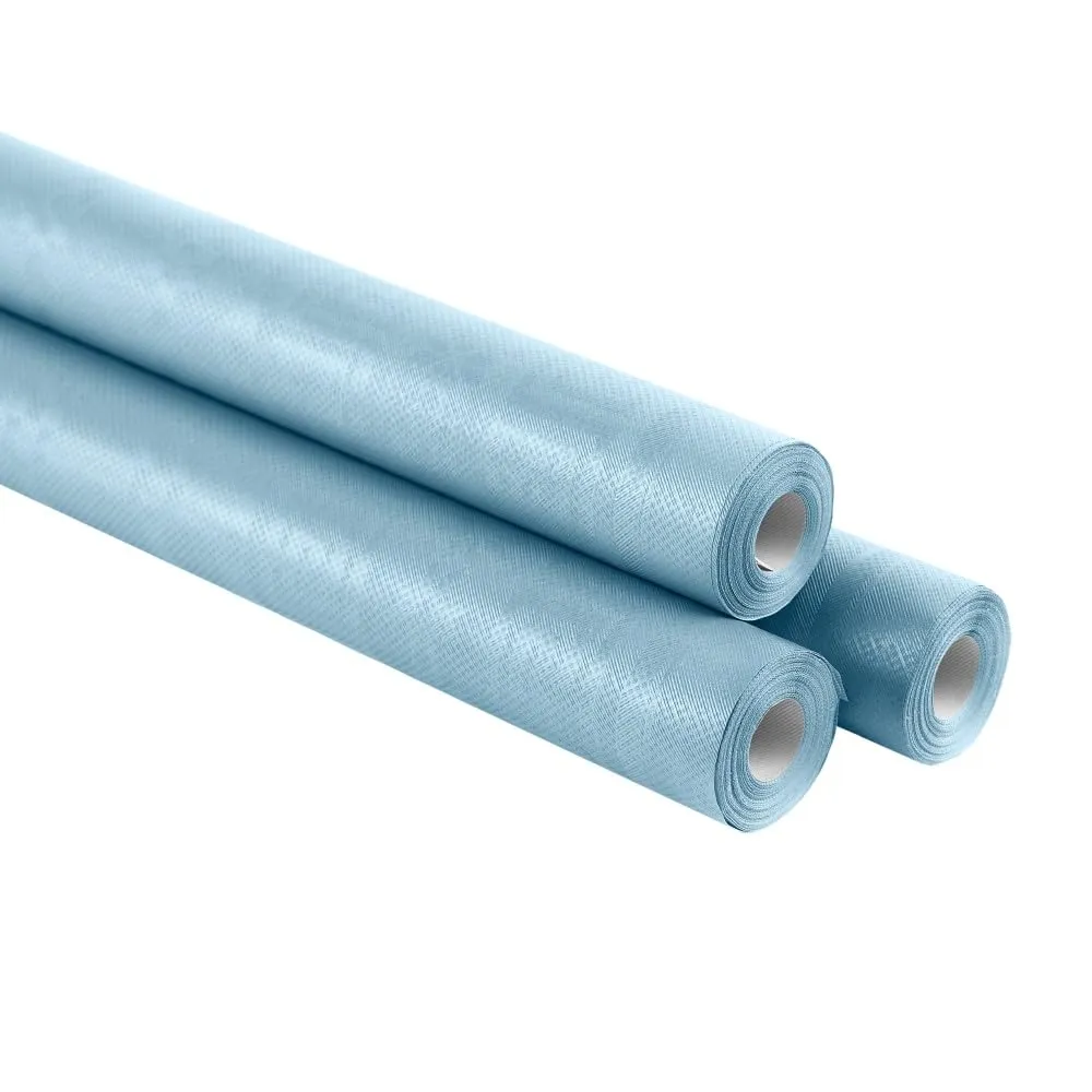 Generico Rotolo Tovaglia Impermeabile In Carta Damascata Largo 1,18 Metri X 7 Metri (1 Rotolo) O 21 Metri (3 Rotoli) Vari Colori Efficace Contro Macchie E Liquidi Celeste - immagine 1