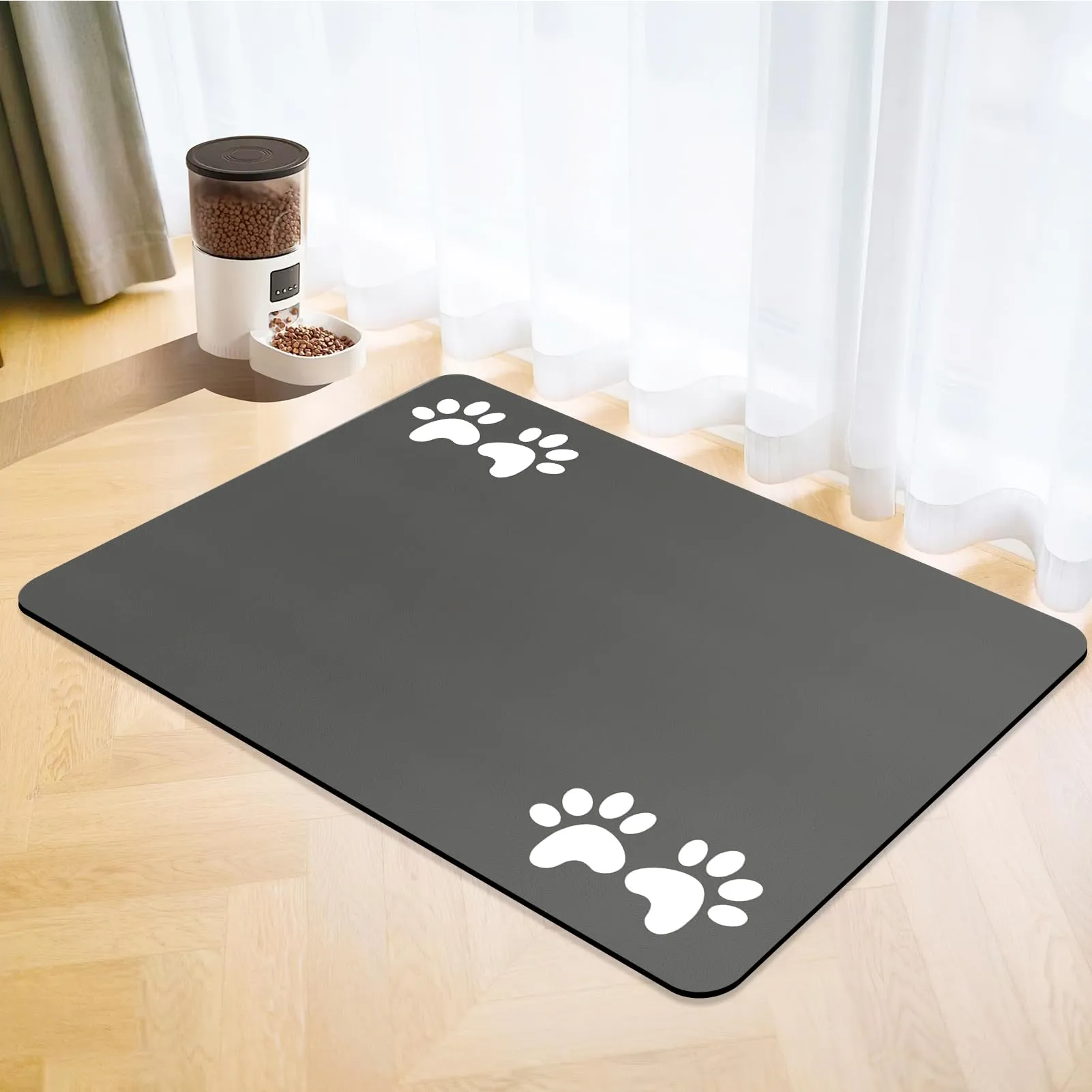 Tappetini di Alimentazione per Animali Domestici,Tappetino per Cibo per Gatti Cani,Asciugatura Rapida Antiscivolo Tappetino Sotto Ciotola Cani Assorbente (Grigio Scuro, 50x70cm) - immagine 1