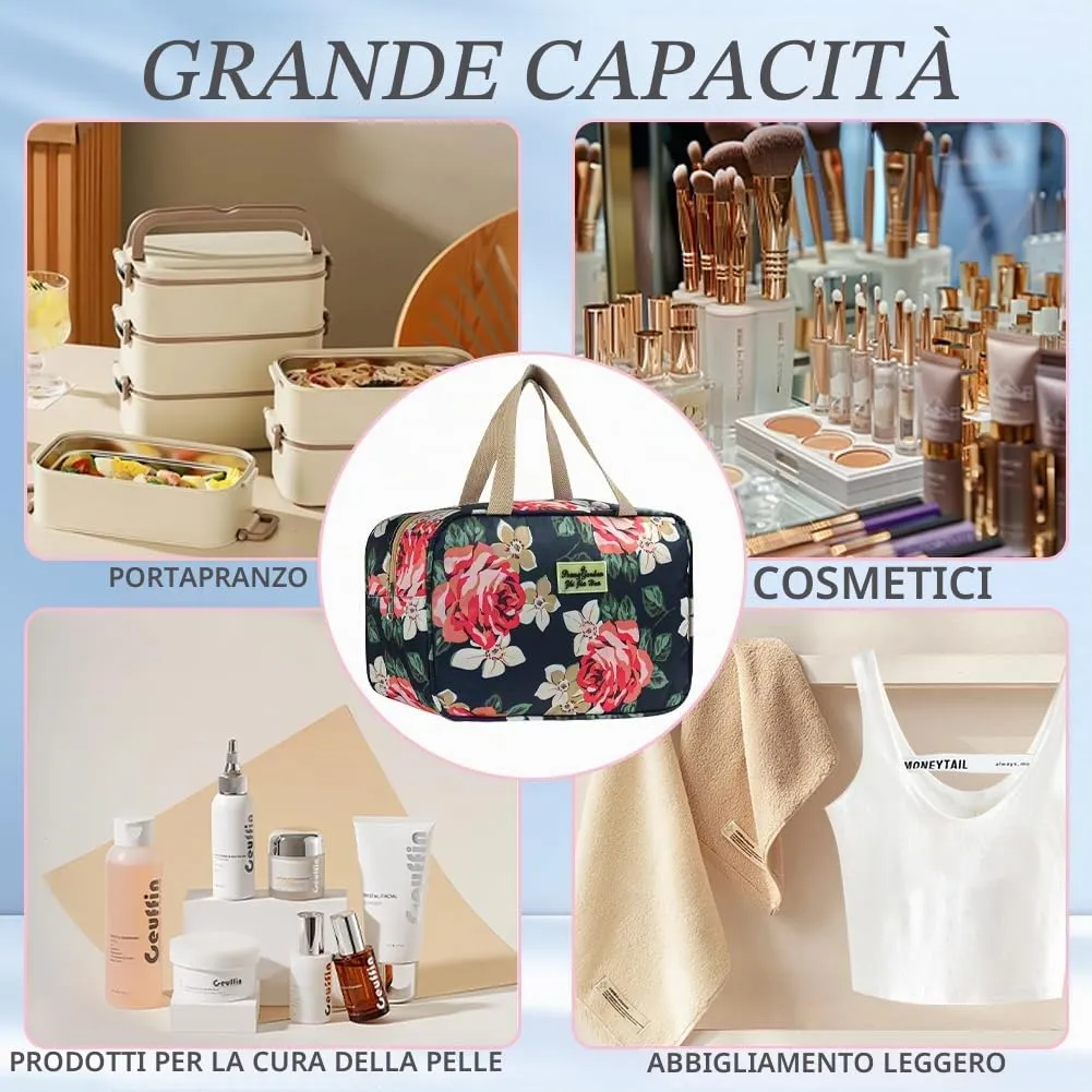 Aucuu Beauty Case Da Viaggio, Borsa da Toilette per Donna, Borse per Cosmetici con zip,Borsa Da Toilette Impermeabile Di Grande Capacità Per Brevi Viaggi, Affari E Ufficio - immagine 6