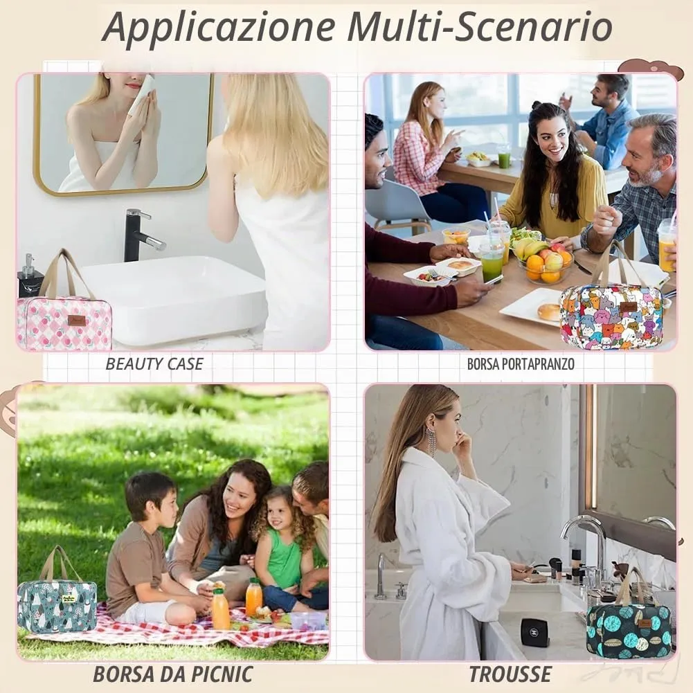 Aucuu Beauty Case Da Viaggio, Borsa da Toilette per Donna, Borse per Cosmetici con zip,Borsa Da Toilette Impermeabile Di Grande Capacità Per Brevi Viaggi, Affari E Ufficio - immagine 4