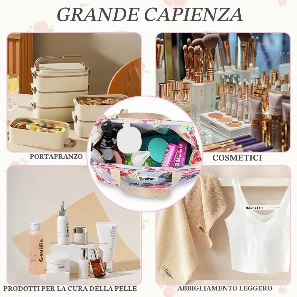 Aucuu Beauty Case Da Viaggio, Borsa da Toilette per Donna, Borse per Cosmetici con zip，Borsa Da Toilette Impermeabile Di Grande Capacità Per Brevi Viaggi, Affari E Ufficio - immagine 3