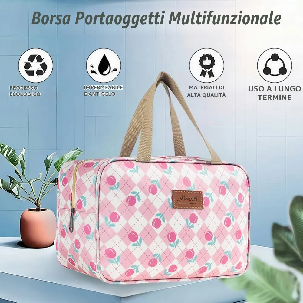 Aucuu Beauty Case Da Viaggio, Borsa da Toilette per Donna, Borse per Cosmetici con zip，Borsa Da Toilette Impermeabile Di Grande Capacità Per Brevi Viaggi, Affari E Ufficio - immagine 6