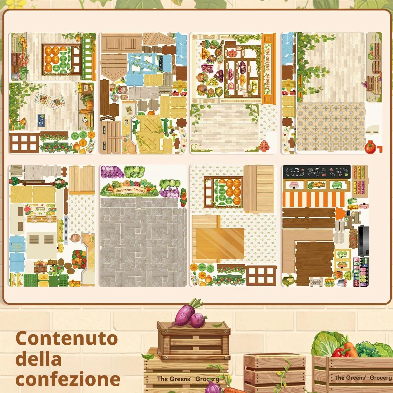 Cutefun Book Nook Kit - Case delle bambole DIY con Luci LED - Miniatura 3D Fai da Te per Decorazione e Collezione, Appassionati di Puzzle (The Greens' Grocery) - immagine 6