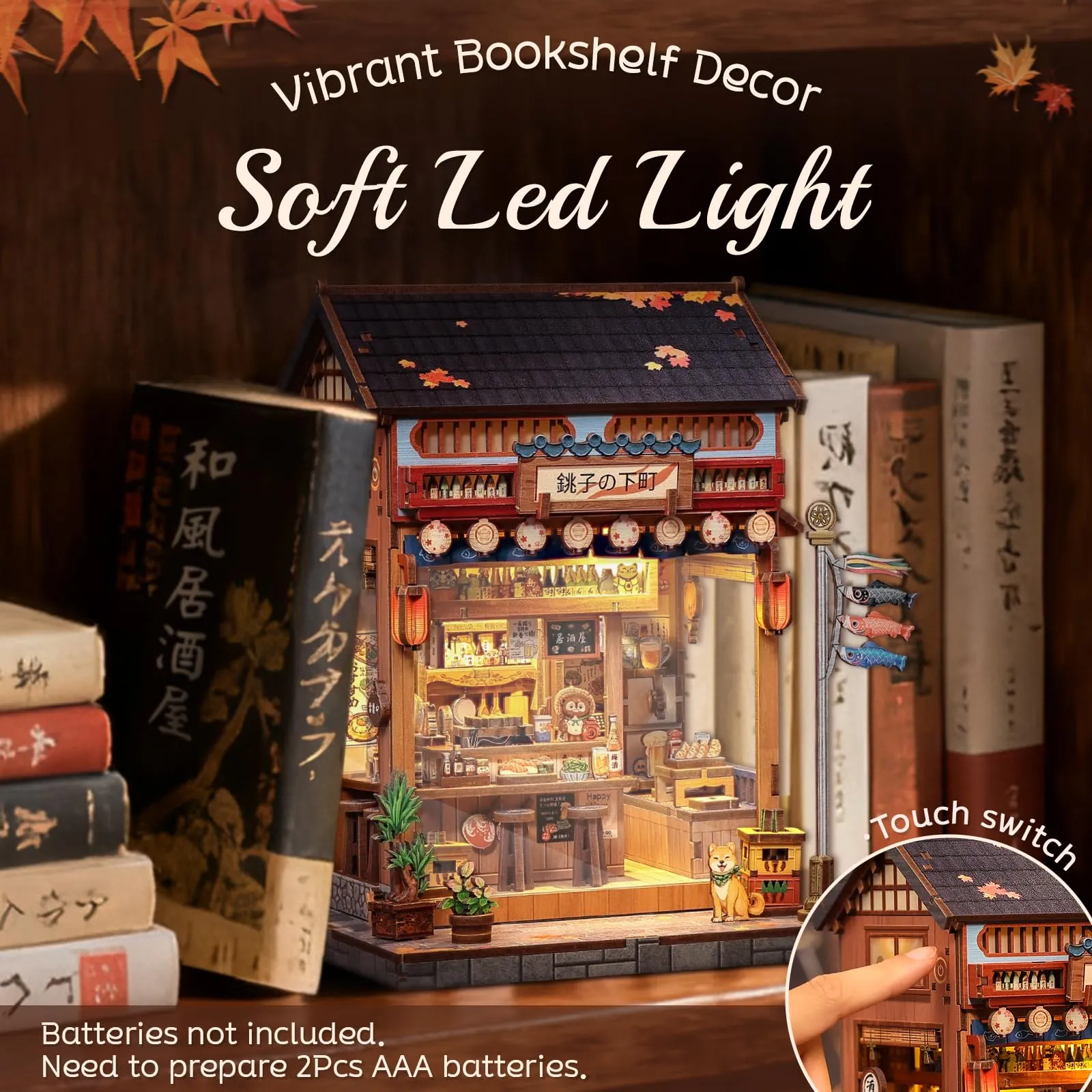 Cutefun Japanese Book Nook Kit - Kit Miniature per Libreria DIY per Adulti, Piccola Casa Puzzle 3D in Miniatura Regalo Artigianale per Donne, Ragazzi e Amanti della Lettura (Izaka-ya Kurosawa) - immagine 3