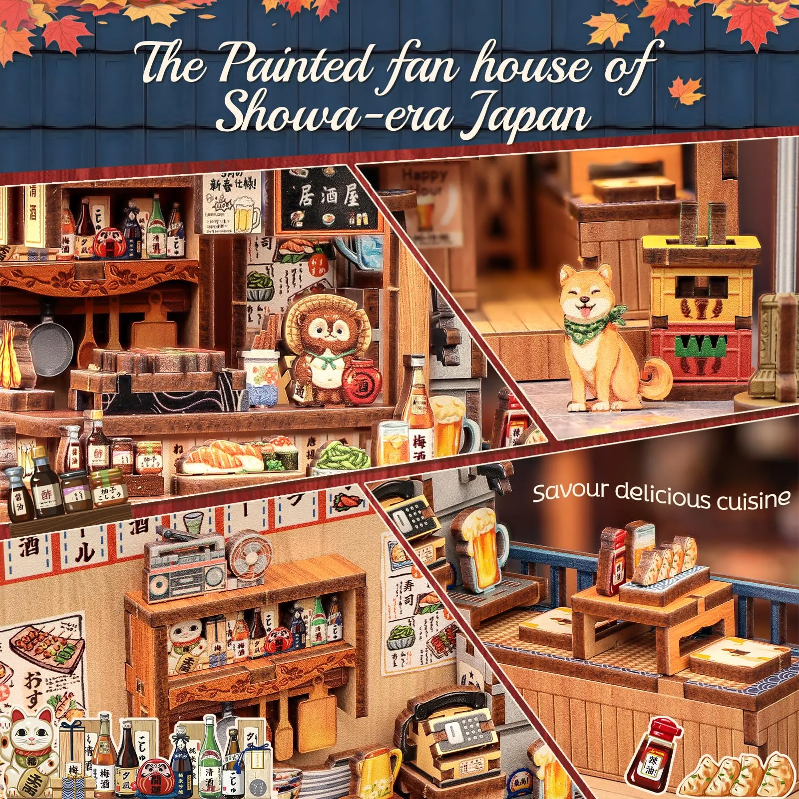 Cutefun Japanese Book Nook Kit - Kit Miniature per Libreria DIY per Adulti, Piccola Casa Puzzle 3D in Miniatura Regalo Artigianale per Donne, Ragazzi e Amanti della Lettura (Izaka-ya Kurosawa) - immagine 5