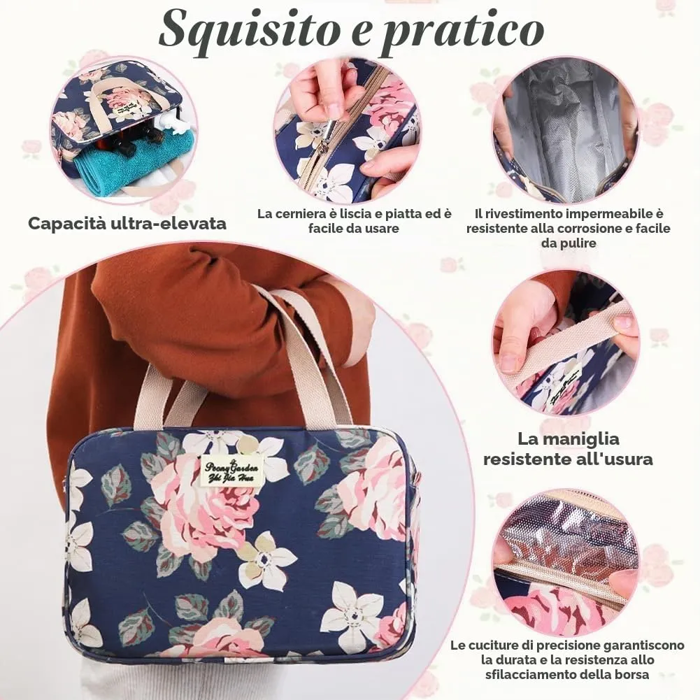 Aucuu Beauty Case Da Viaggio, Borsa da Toilette per Donna, Borse per Cosmetici con zip,Borsa Da Toilette Impermeabile Di Grande Capacità Per Brevi Viaggi, Affari E Ufficio - immagine 5