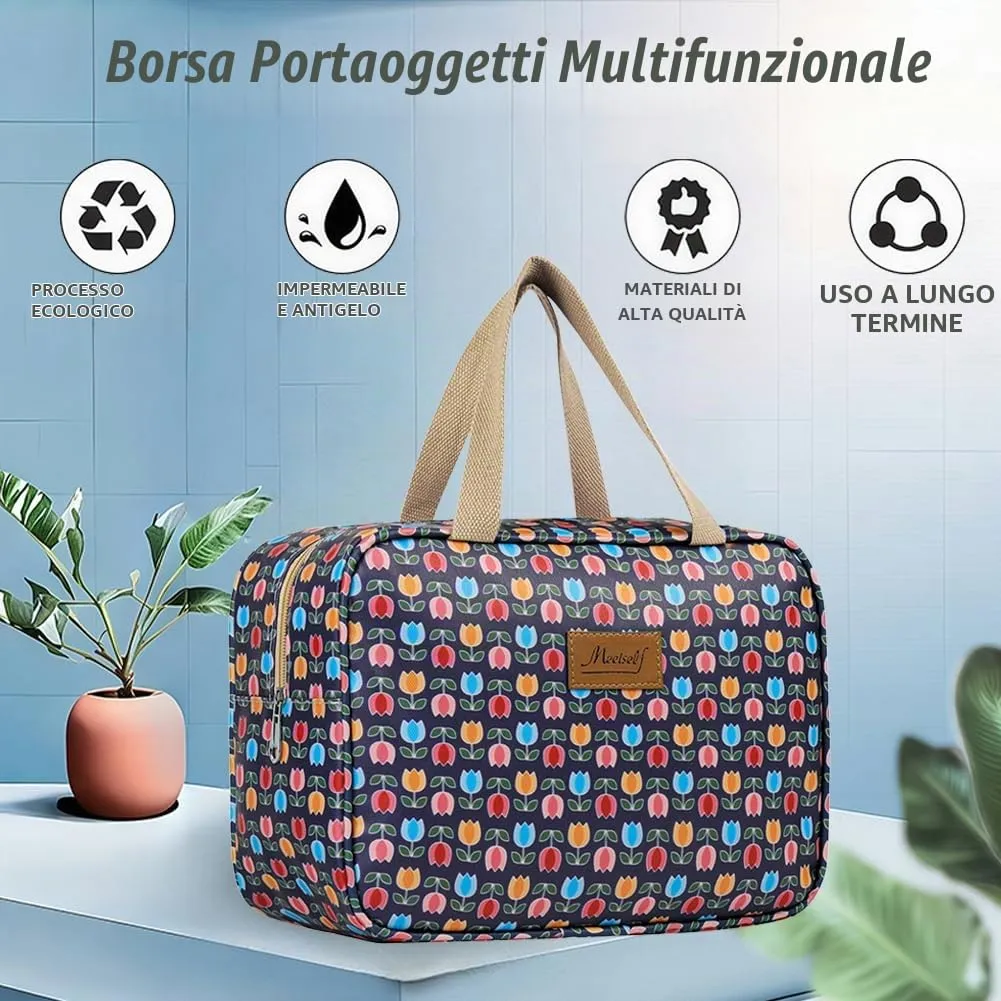 Aucuu Beauty Case Da Viaggio, Borsa da Toilette per Donna, Borse per Cosmetici con zip,Borsa Da Toilette Impermeabile Di Grande Capacità Per Brevi Viaggi, Affari E Ufficio - immagine 7