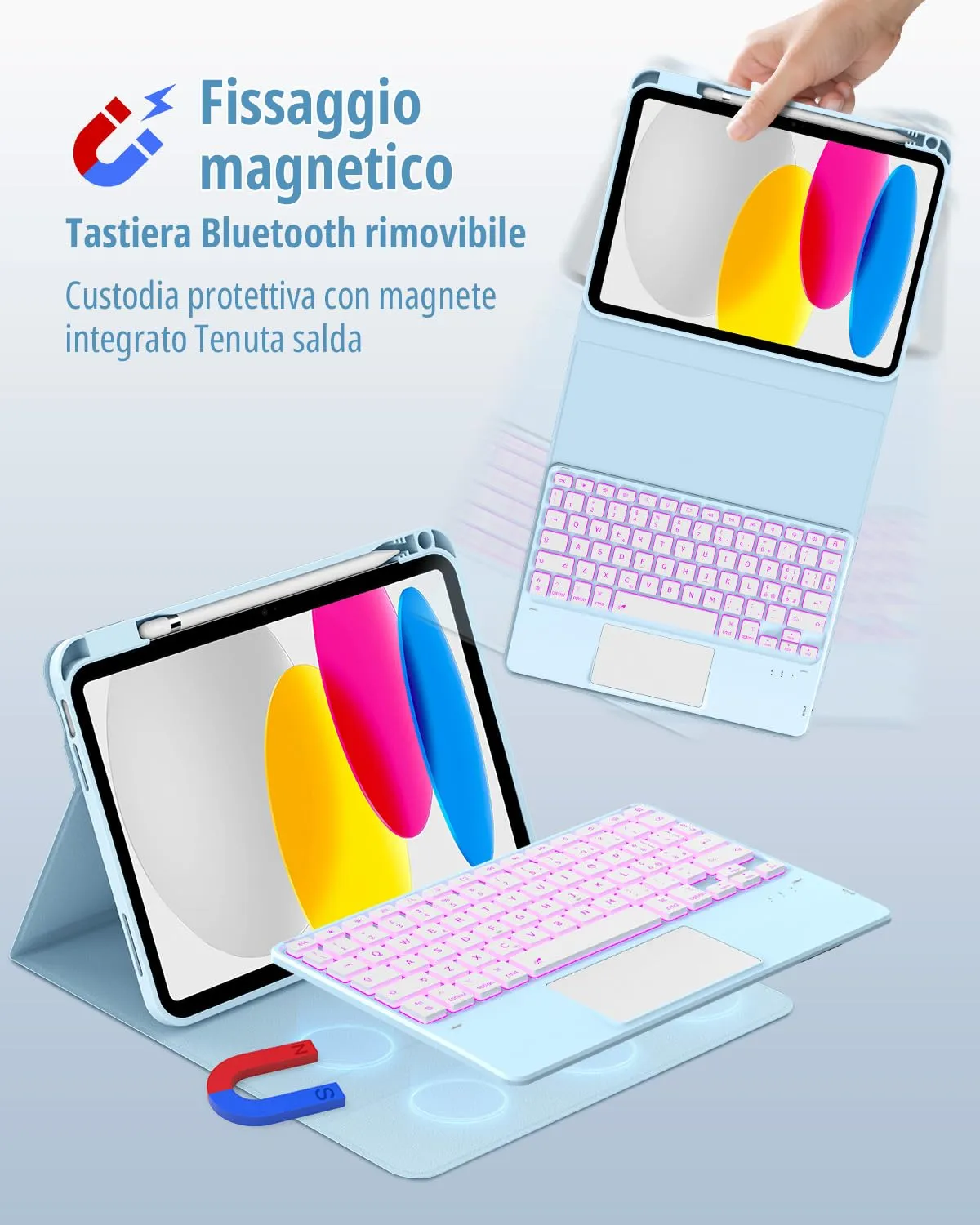 CACOE Cover con Tastiera per iPad 11 (A16) 2025 11" / 10 2022 con Touchpad - immagine 4