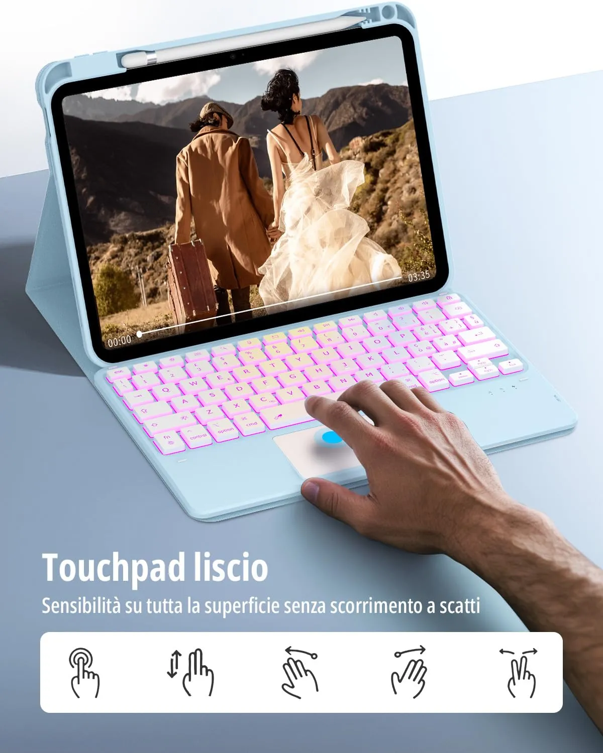 CACOE Cover con Tastiera per iPad 11 (A16) 2025 11" / 10 2022 con Touchpad - immagine 5
