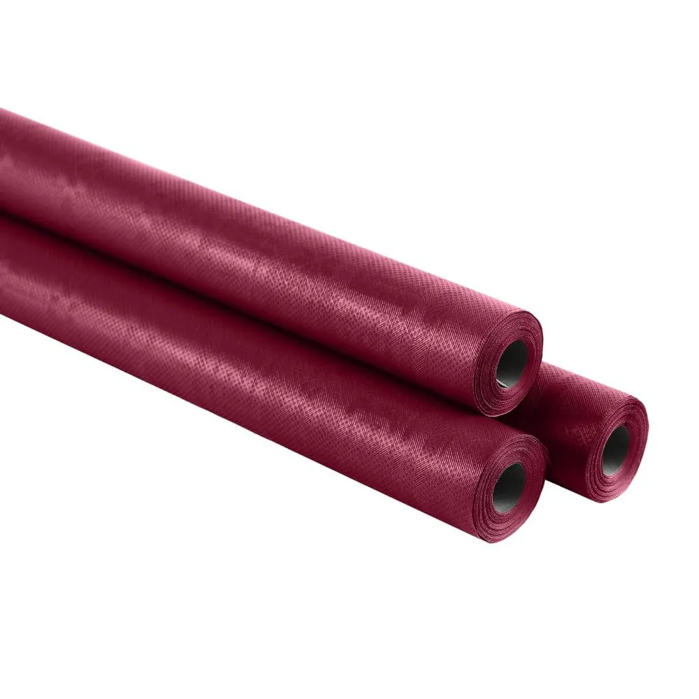 Generico Rotolo Tovaglia Impermeabile in carta Damascata largo 1,18 metri x 7 metri (1 rotolo) o 21 metri (3 rotoli) VARI COLORI efficace contro macchie e liquidi (Bordeaux, 21 metri (3 rotoli)) - immagine 1