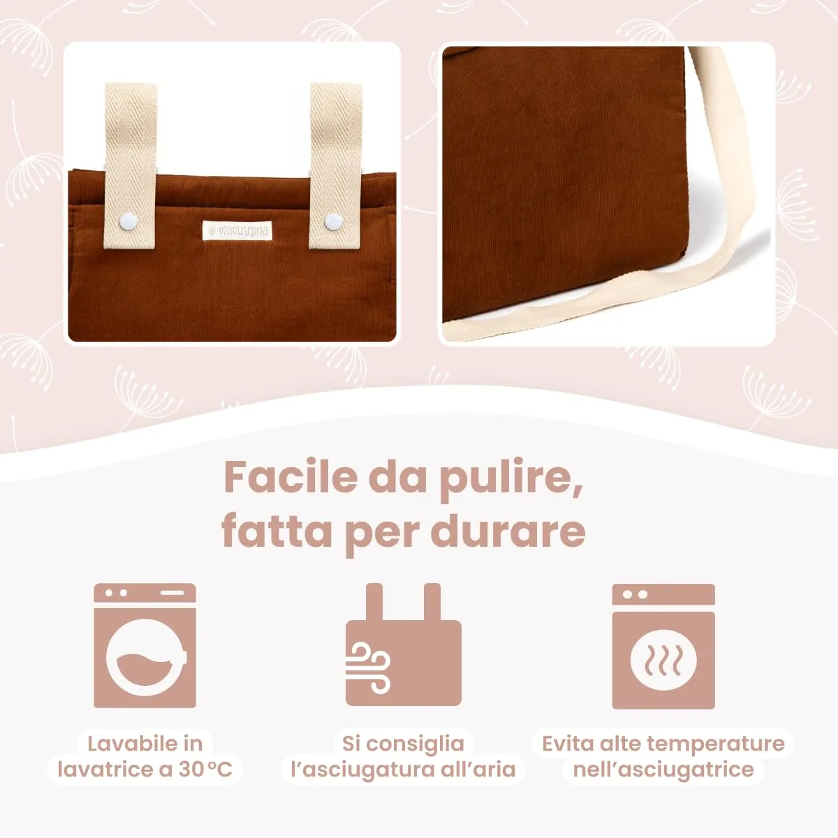 MIMUSELINA Borsa Passeggino Universale e Cambio Bambino | Borsa Fasciatoio Neonato con Ampia Capacità e Scomparti Interni | Organizer Maternità Elegante e Pratico | Realizzato in Spagna - immagine 8