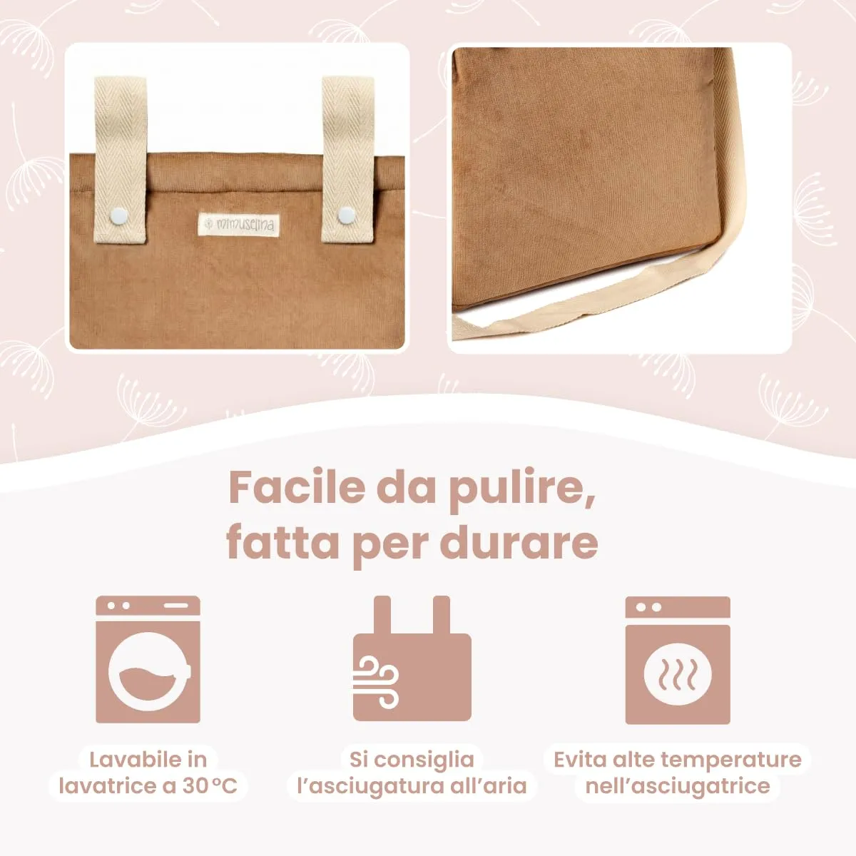 MIMUSELINA Borsa Passeggino Universale e Cambio Bambino | Borsa Fasciatoio Neonato con Ampia Capacità e Scomparti Interni | Organizer Maternità Elegante e Pratico | Realizzato in Spagna - immagine 8
