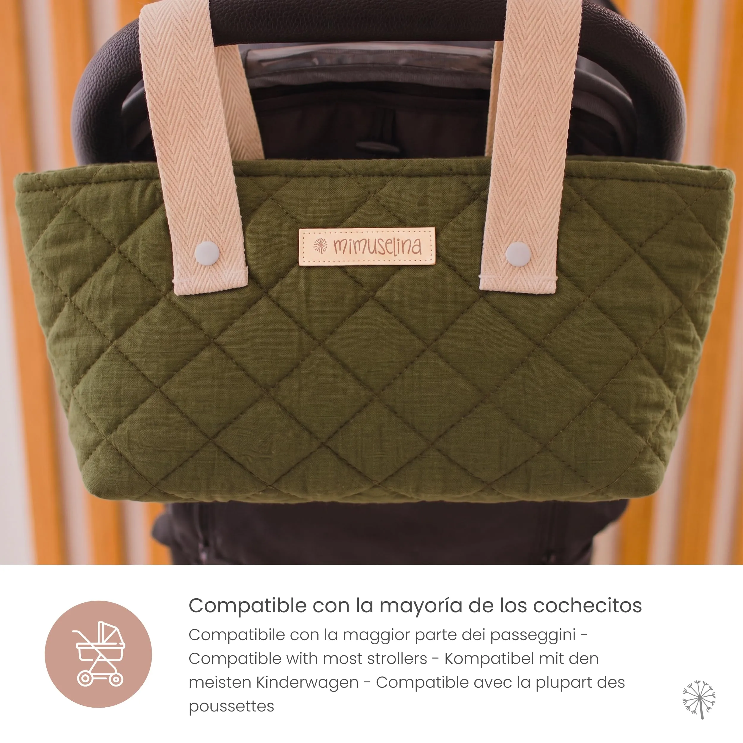 MIMUSELINA Borsa Passeggino Universale e Cambio Bambino | Borsa Fasciatoio Neonato con Ampia Capacità e Scomparti Interni | Organizer Maternità Elegante e Pratico | Realizzato in Spagna - immagine 6