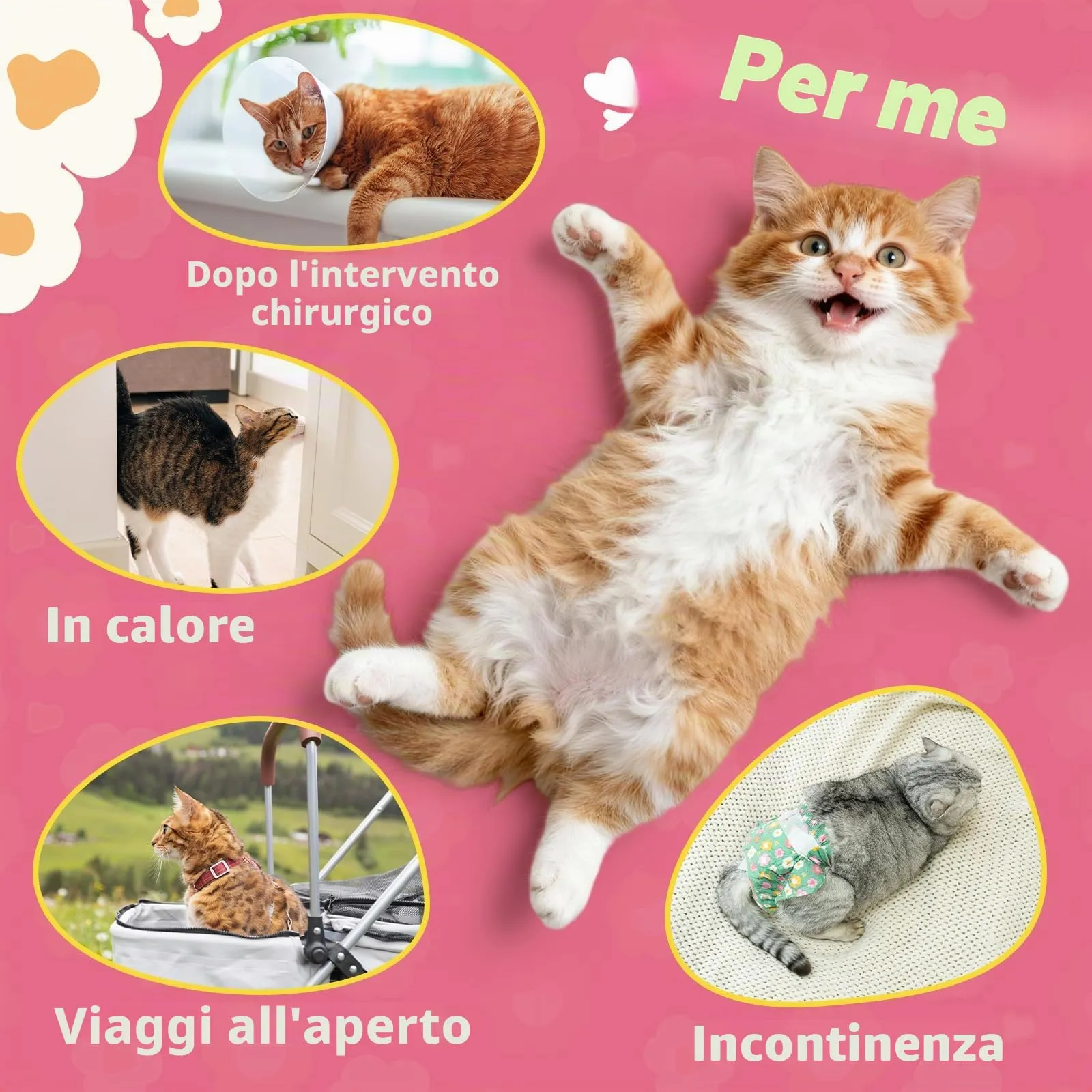 MICOOYO Pannolini usa e getta per gatti femminili super assorbenti per cuccioli di gatto e cane, pannolini igienici per donne in calore e incontinenza (fiore rosa,XS, 24) - immagine 8