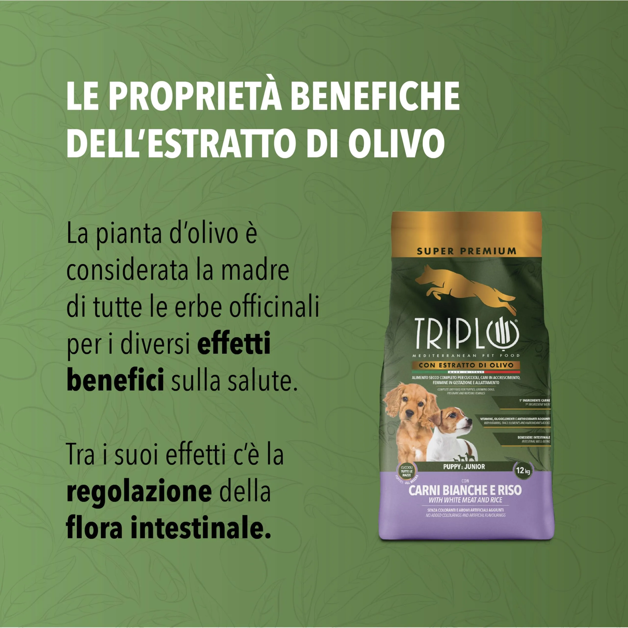TerComposti - Triplo Pet Food Puppy & Junior 12kg, Ideale per Cuccioli e Femmine in Gestazione, Crocchette Cani con Carni Bianche e Riso, Estratto di Olivo, Secco Nutriente e Bilanciato - immagine 2