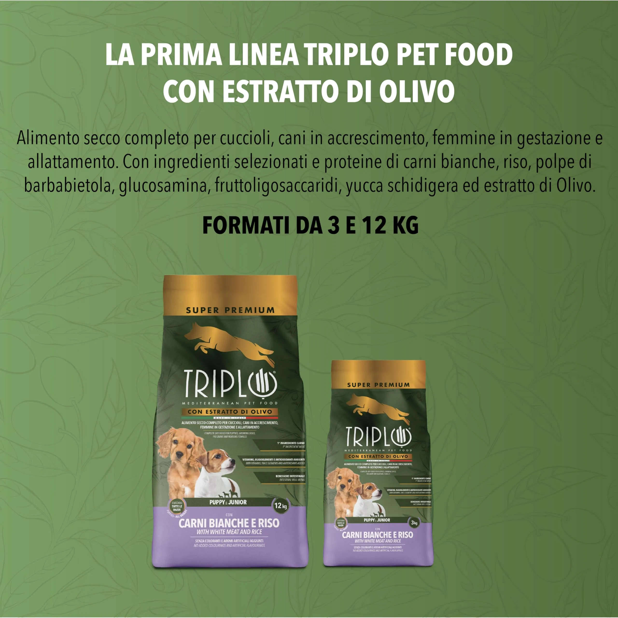 TerComposti - Triplo Pet Food Puppy & Junior 12kg, Ideale per Cuccioli e Femmine in Gestazione, Crocchette Cani con Carni Bianche e Riso, Estratto di Olivo, Secco Nutriente e Bilanciato - immagine 6