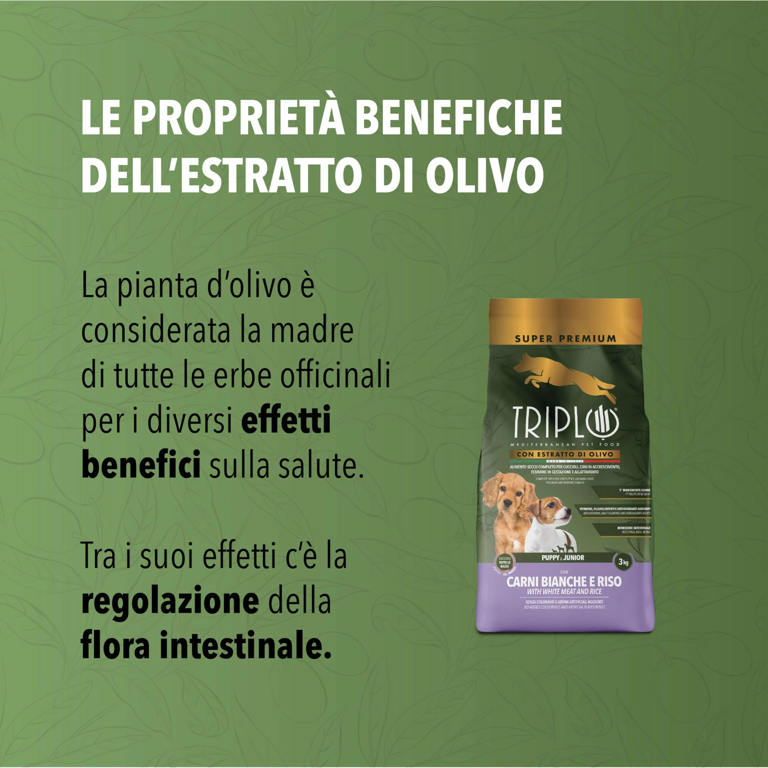 TerComposti - Triplo Pet Food Puppy & Junior Carni Bianche e Riso 3kg x4, Ideale per Crescita Sana, Pelo Lucido e Folto, Crocchette Cani Cuccioli con Estratto di Olivo, Secco Nutriente e Bilanciato - immagine 2