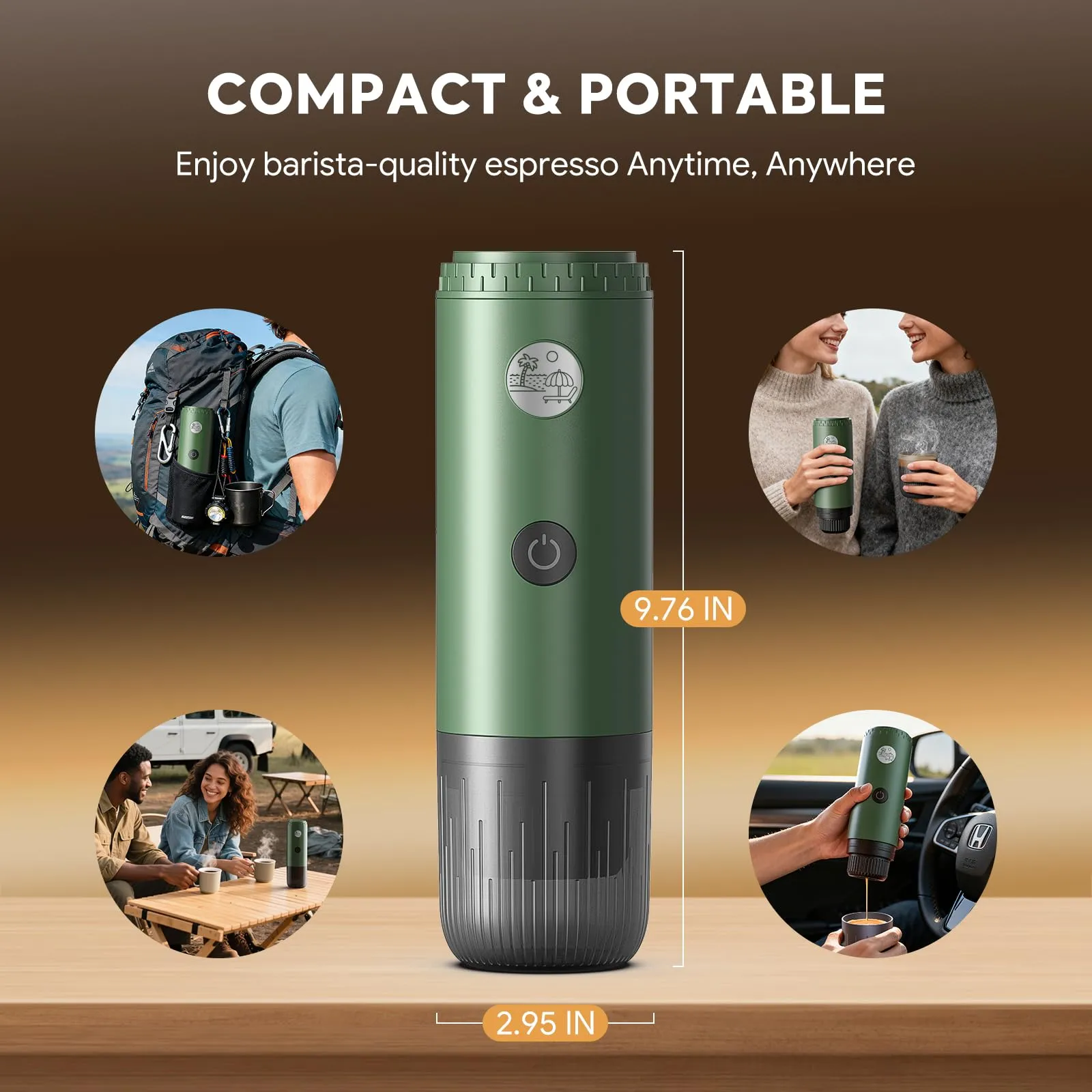 RECAFIMIL Macchina Espresso Portatile Elettrica Autoriscaldante, Verde - immagine 2