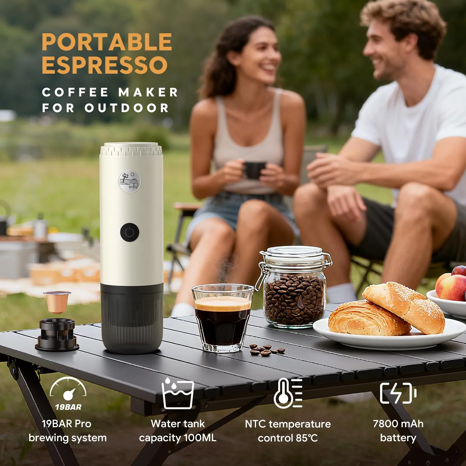 RECAFIMIL Macchina Espresso Portatile Elettrica Autoriscaldante, Bianco - immagine 7