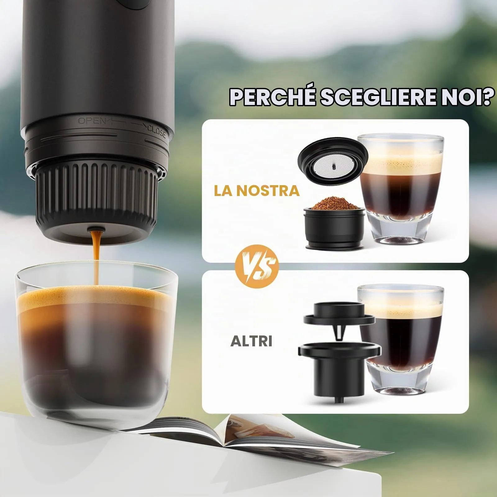RECAFIMIL Macchina Espresso Portatile Elettrica Autoriscaldante,Nero - immagine 3