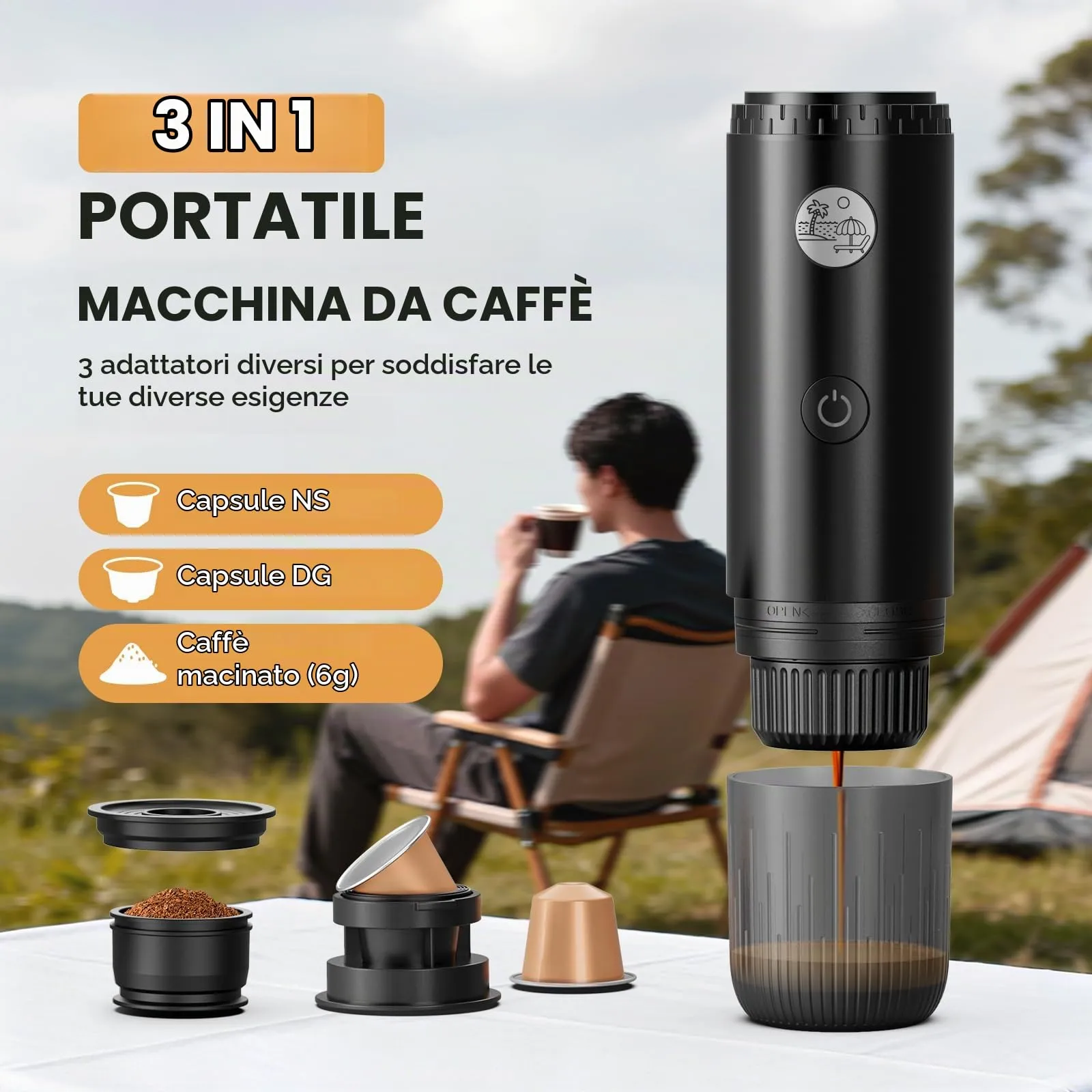RECAFIMIL Macchina Espresso Portatile Elettrica Autoriscaldante,Nero - immagine 4
