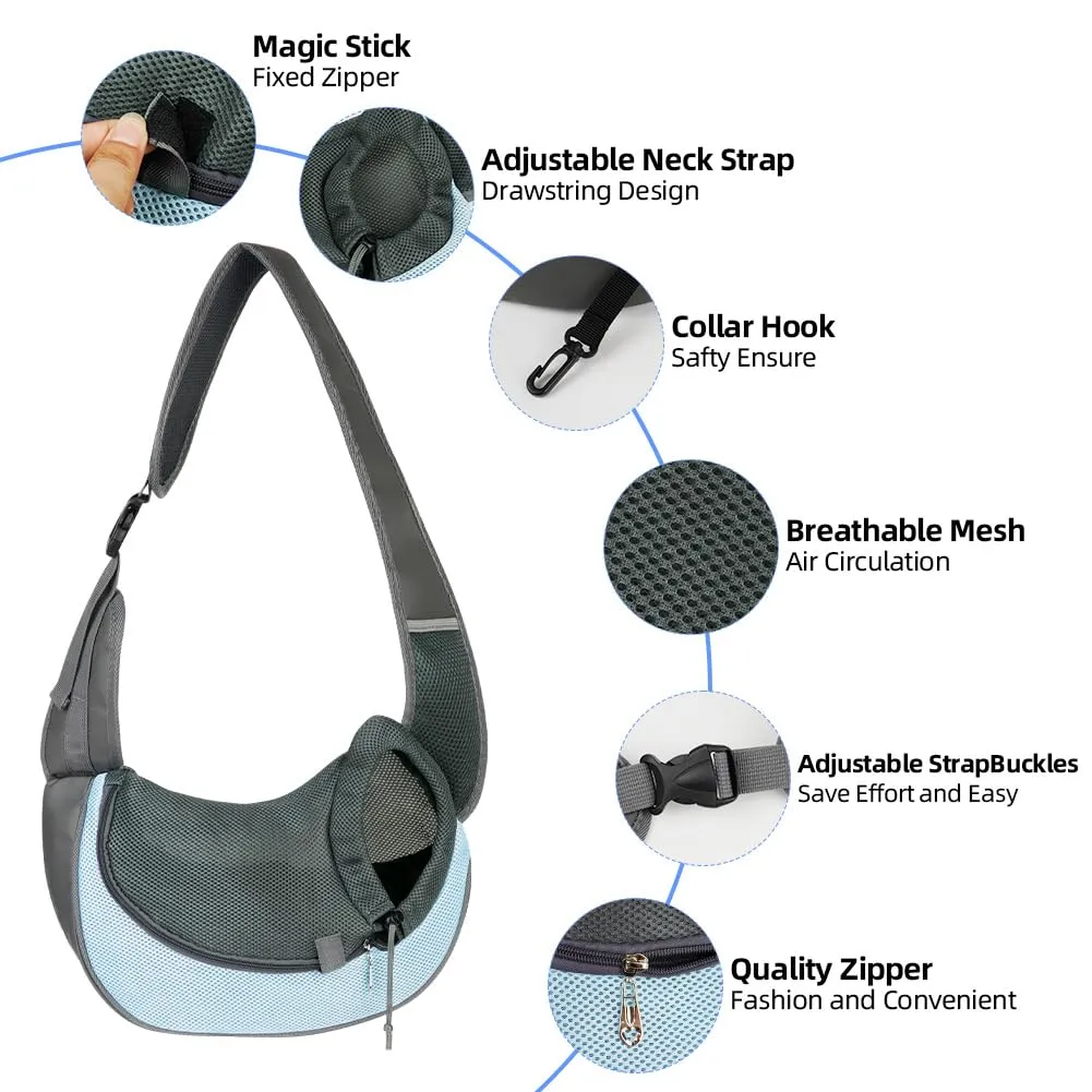 AUYAO Borsa da Viaggio per Cani, Regolabile Borsa da Trasporto per Cani Piccoli, Trasportino da Passeggio per Cane, con Tasche, Marsupio per Cane/Gatto Fino a 5 KG, per Passeggiata e all'Aria Aperta - immagine 3
