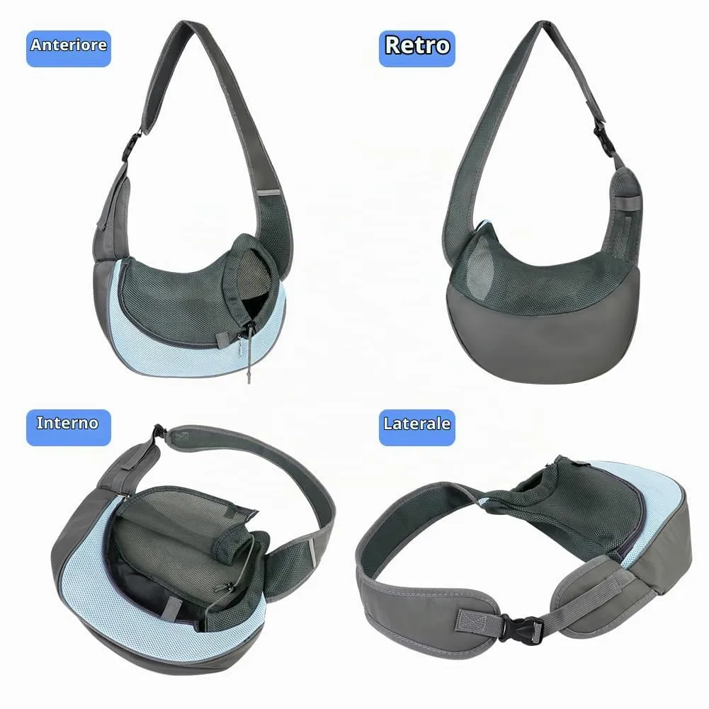 AUYAO Borsa da Viaggio per Cani, Regolabile Borsa da Trasporto per Cani Piccoli, Trasportino da Passeggio per Cane, con Tasche, Marsupio per Cane/Gatto Fino a 5 KG, per Passeggiata e all'Aria Aperta - immagine 5